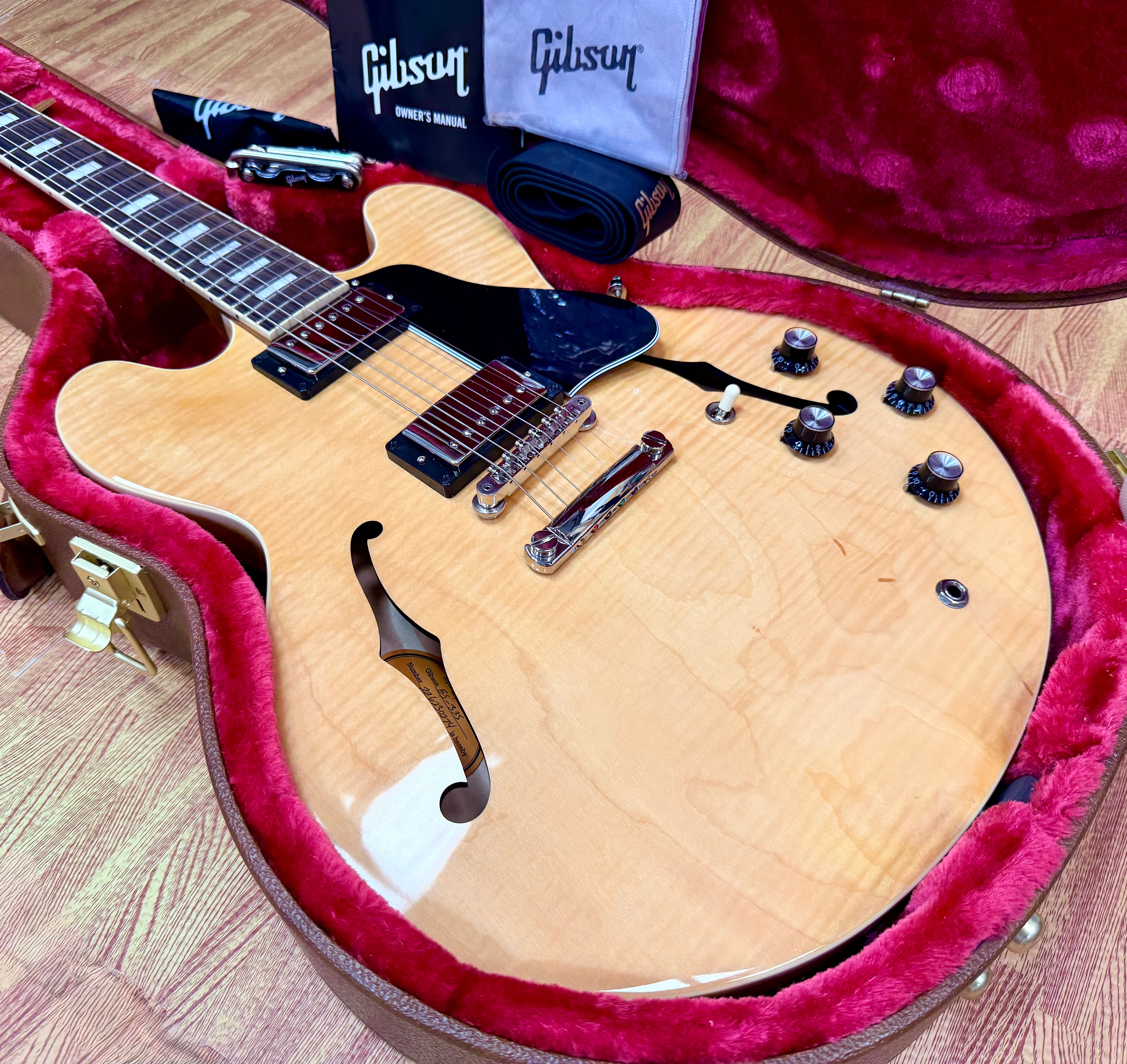 ✨MINT✨ Gibson ES-335 Figured Antique Natural~ Ex-Demo Semi-Hollow + Hard Case!