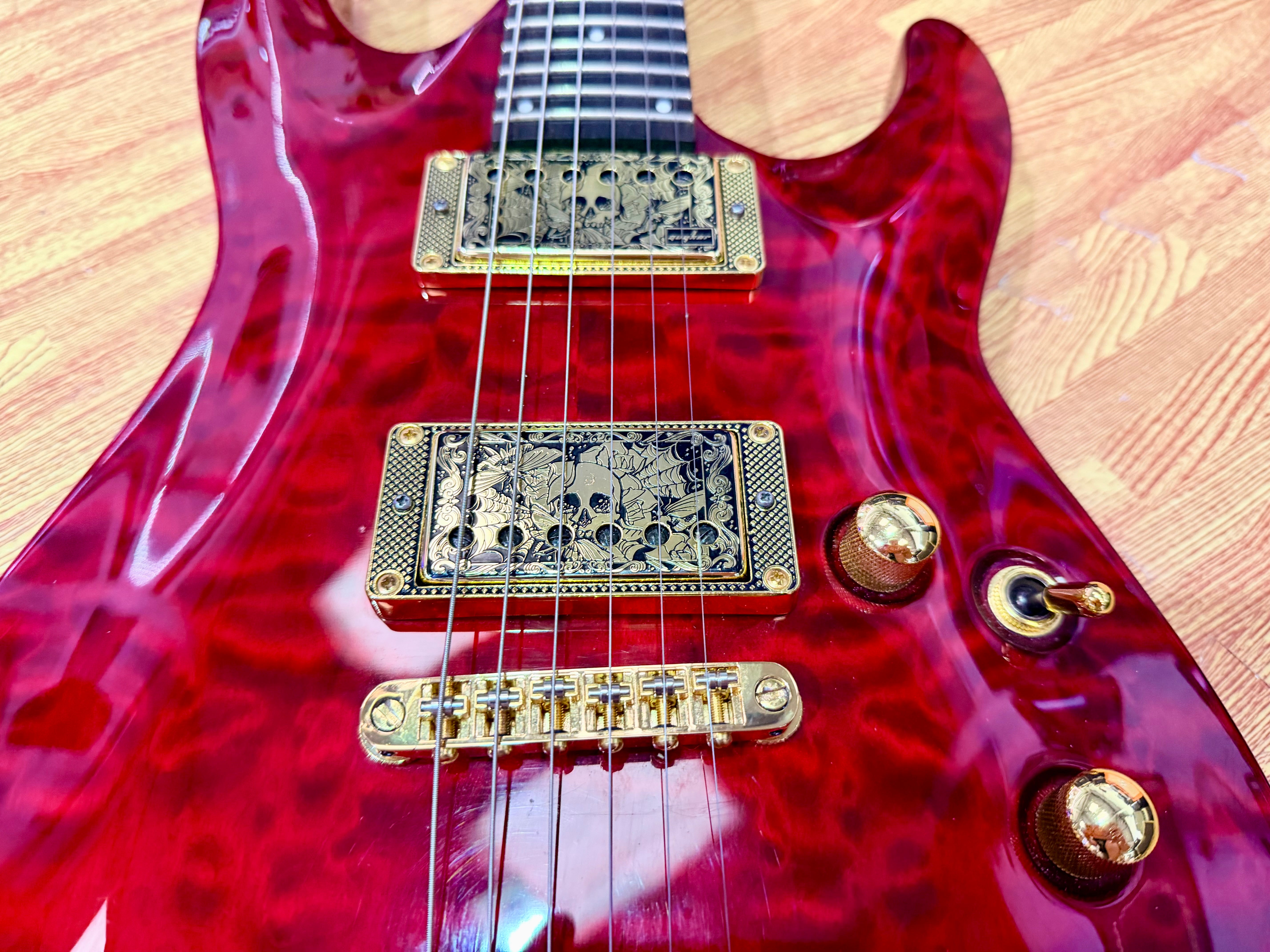 🔥2012🔥 ESP LTD MH-100QM NT See Thru Black Cherry~ Gold Hardware Guyker Lockers