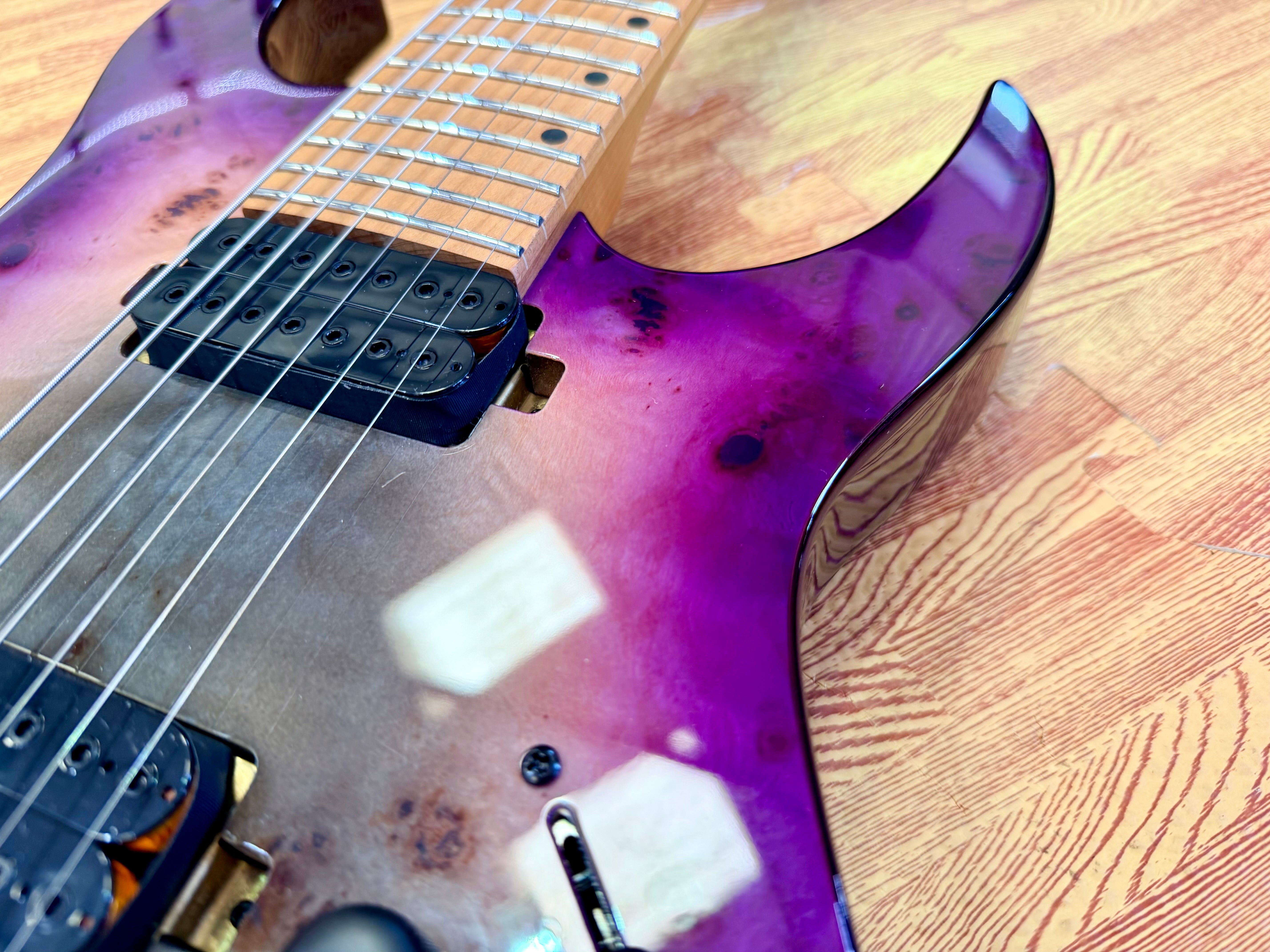 ⚡️NEW⚡️ Spira S-457 7 String Trans Purple~ Poplar Burl Top Electric Guitar~ 2026