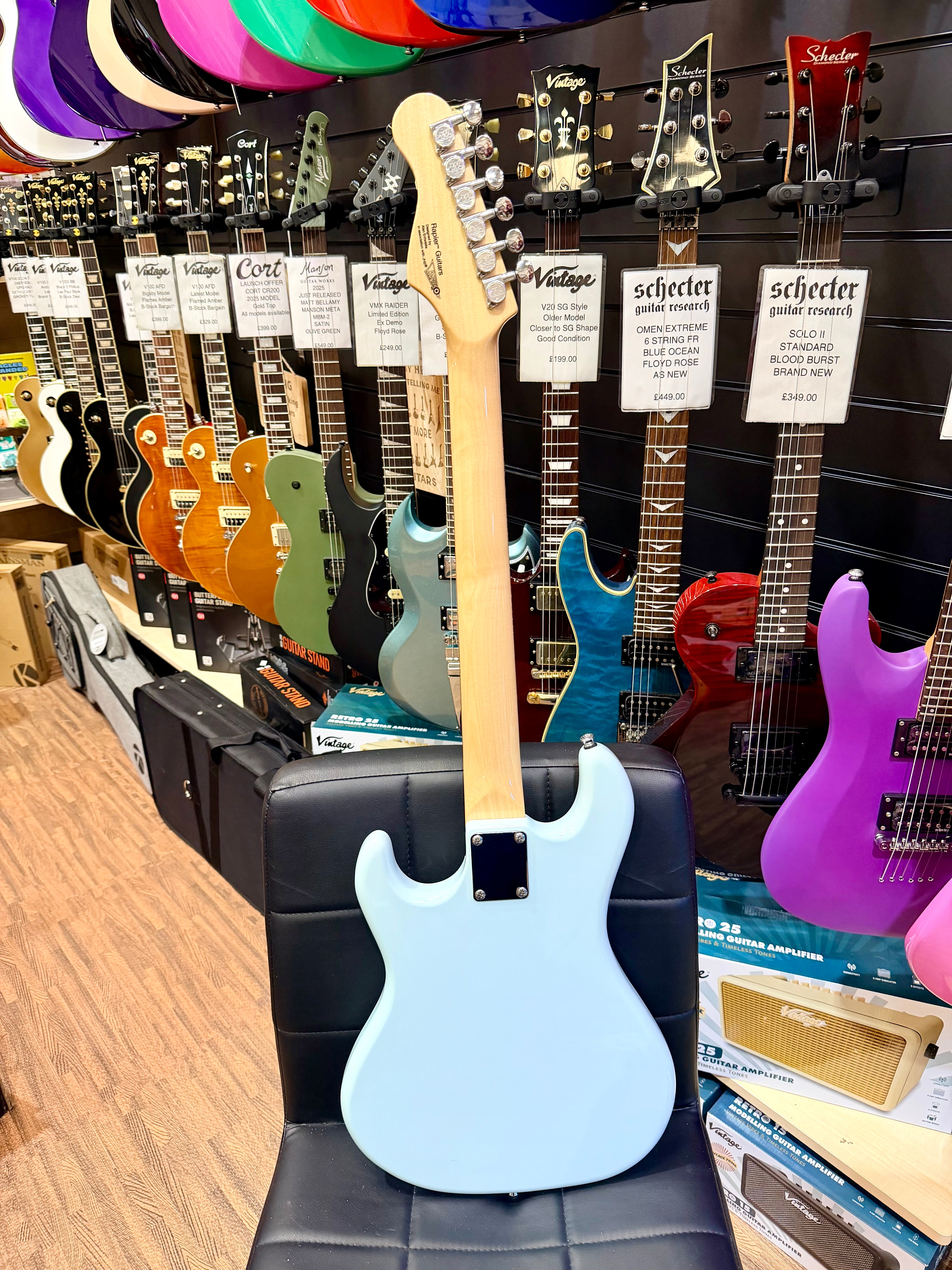 ✨EX-DEMO✨ Rapier 22 Electric Guitar In Daphne Blue~ Alan Entwistle Designed!