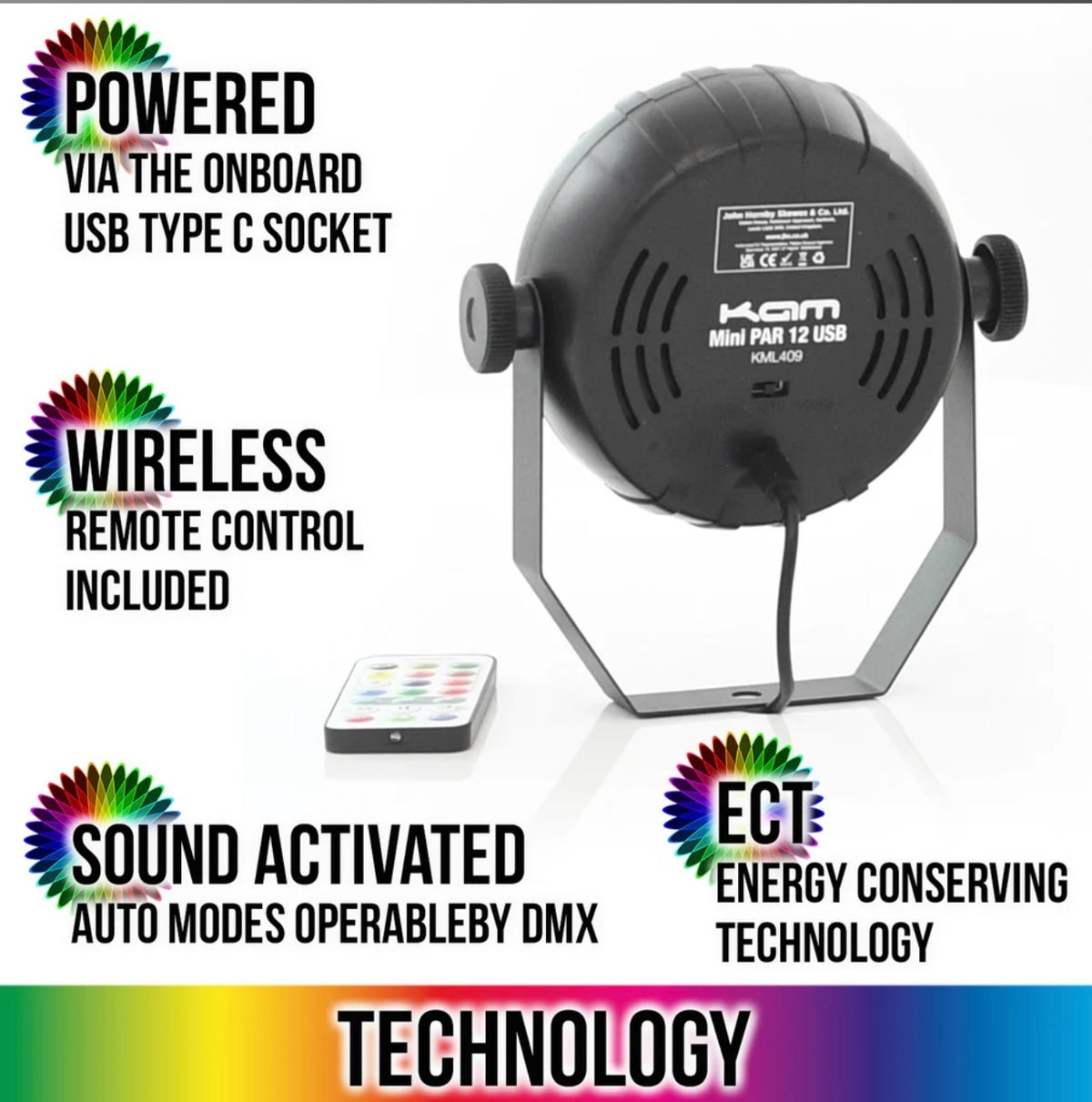 Kam Mini Par 12 USB Light Par Can RGBW Par Can DJ Disco Party