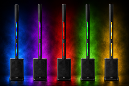 🔈 KAM KMPA600 Tower Compact PA System with Lighting Bluetooth MP3 Mic USB 🔈