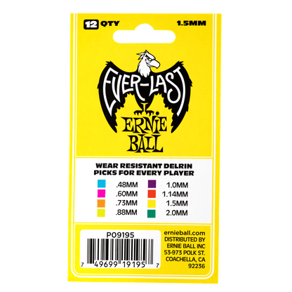 Ernie Ball Everlast Picks- 1.5mm Yellow 12 Pack