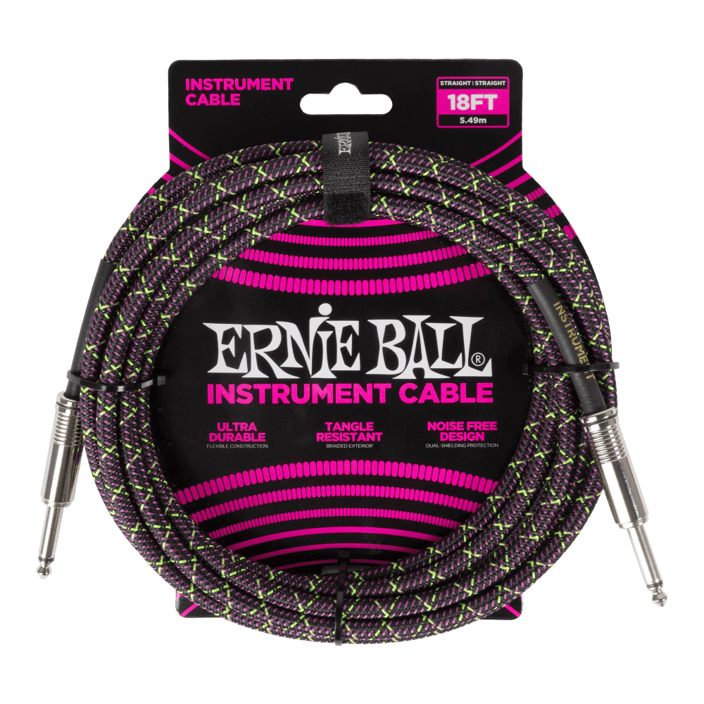 Ernie Ball Braided Instrument Cable- Purple Python 10ft Straight/Straight