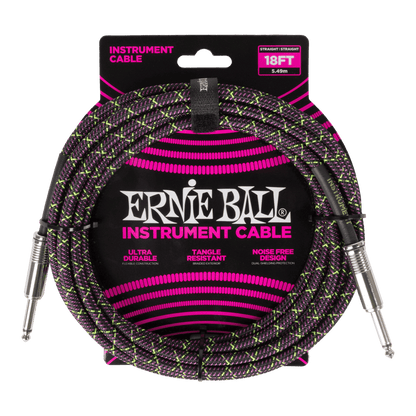 Ernie Ball Braided Instrument Cable- Purple Python 10ft Straight/Straight
