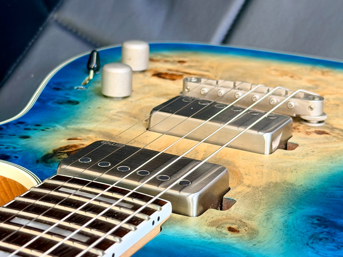 🔥2021🔥 Dean Exile Select 6 Hardtail~ Turquoise Burst Poplar Burl~ EMG Active!