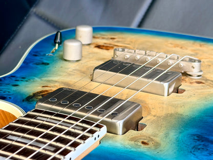 🔥2021🔥 Dean Exile Select 6 Hardtail~ Turquoise Burst Poplar Burl~ EMG Active!