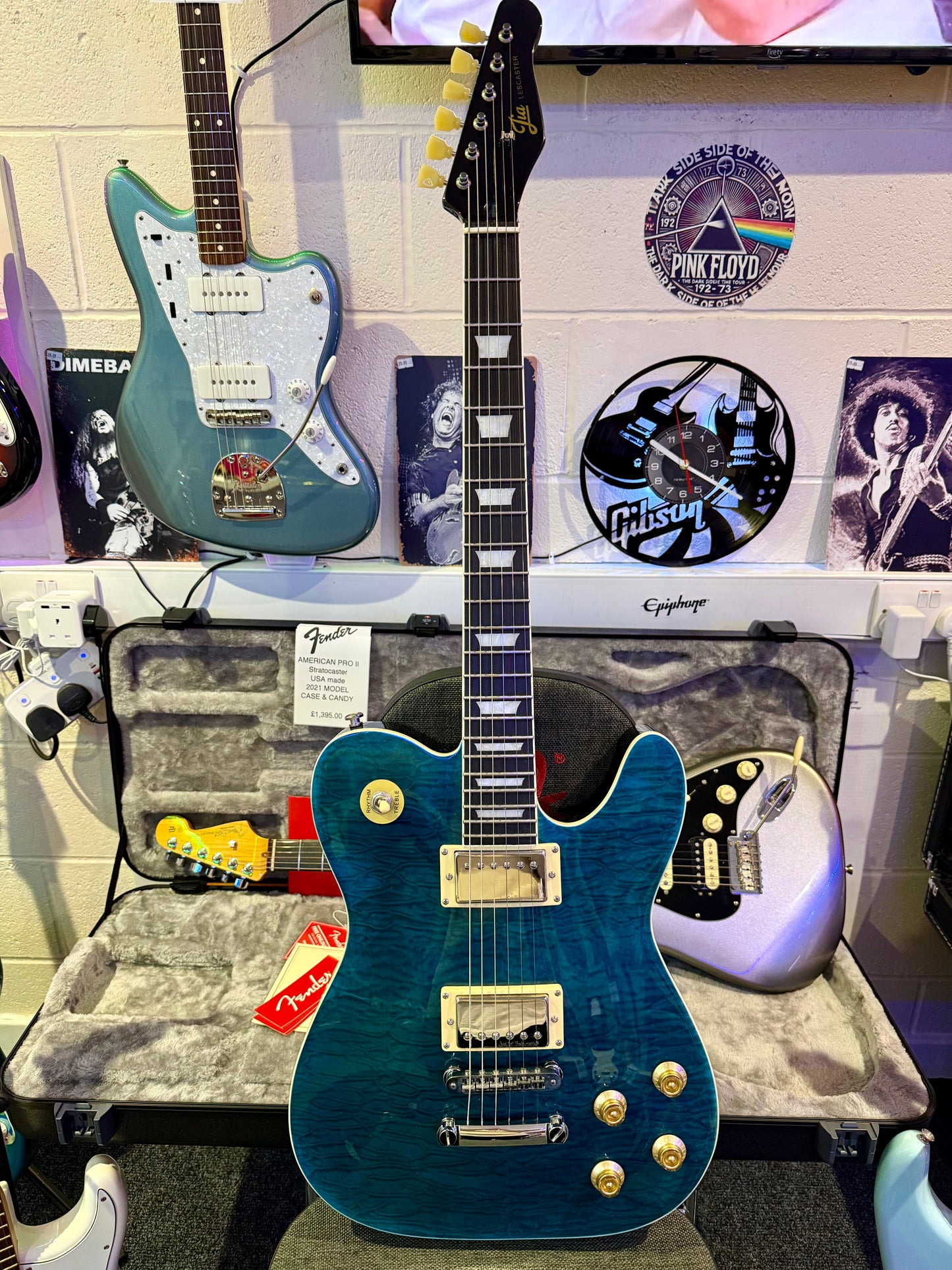 🌟 Jia Lescaster Hybrid Guitar~ Les Paul & Telecaster~Northern Lights Quilted 🌟