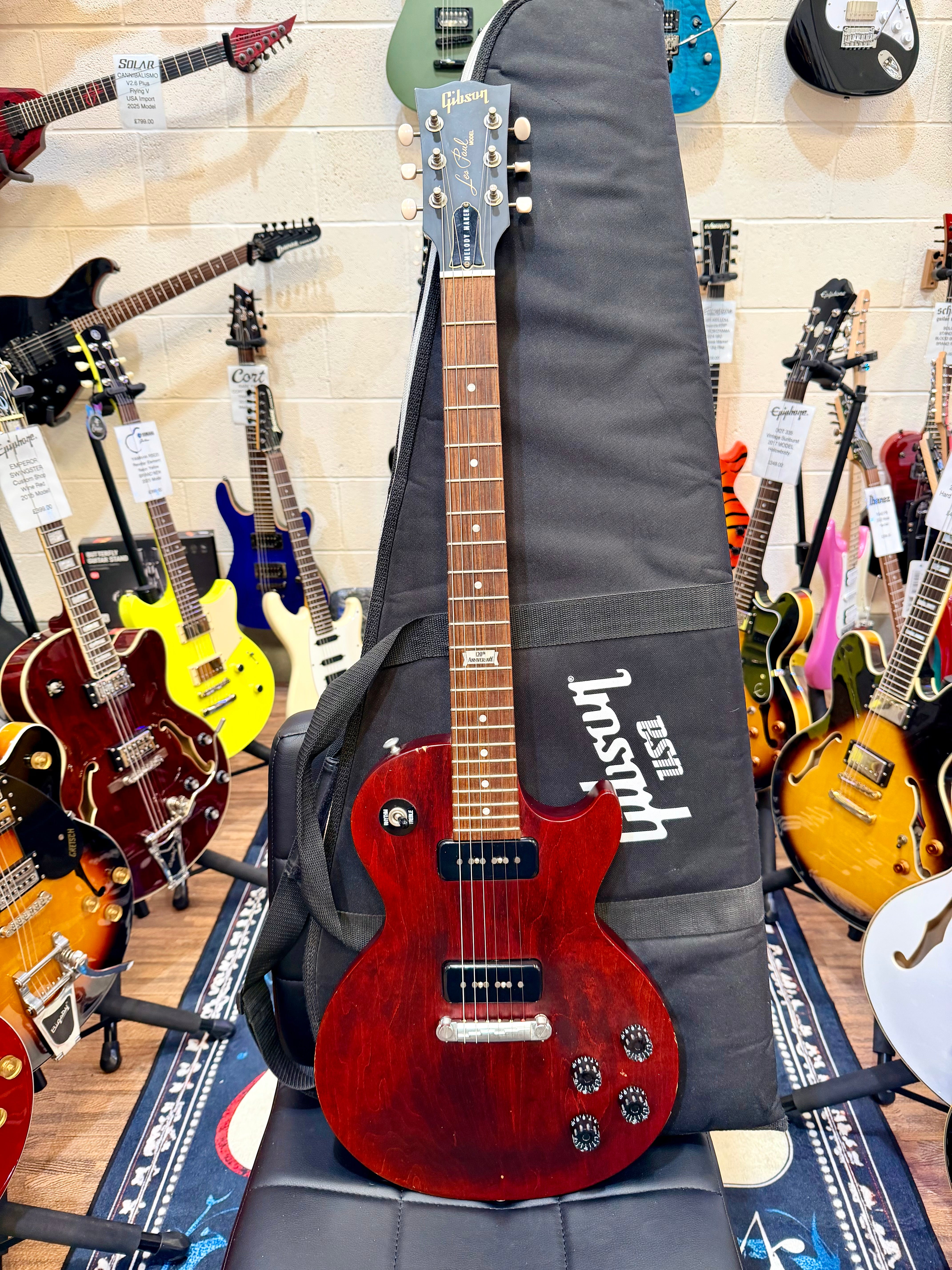 🔥2014🔥 Gibson Les Paul Melody Maker 120th Anniversary~ Worn Cherry~ P90s + Bag