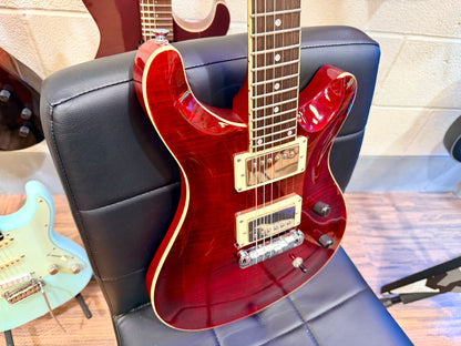 🔥UPGRADED🔥 Harley Benton CST-24 Deluxe~ Black Cherry Flame~ Bare Knuckle P’ups