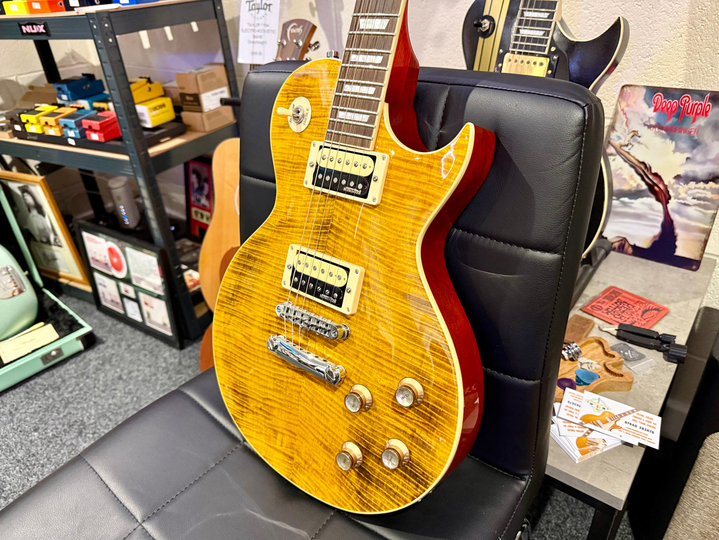 🌟MINT🌟 Vintage V100AFD Flamed Amber Paradise Electric Guitar~ Slash Les Paul!