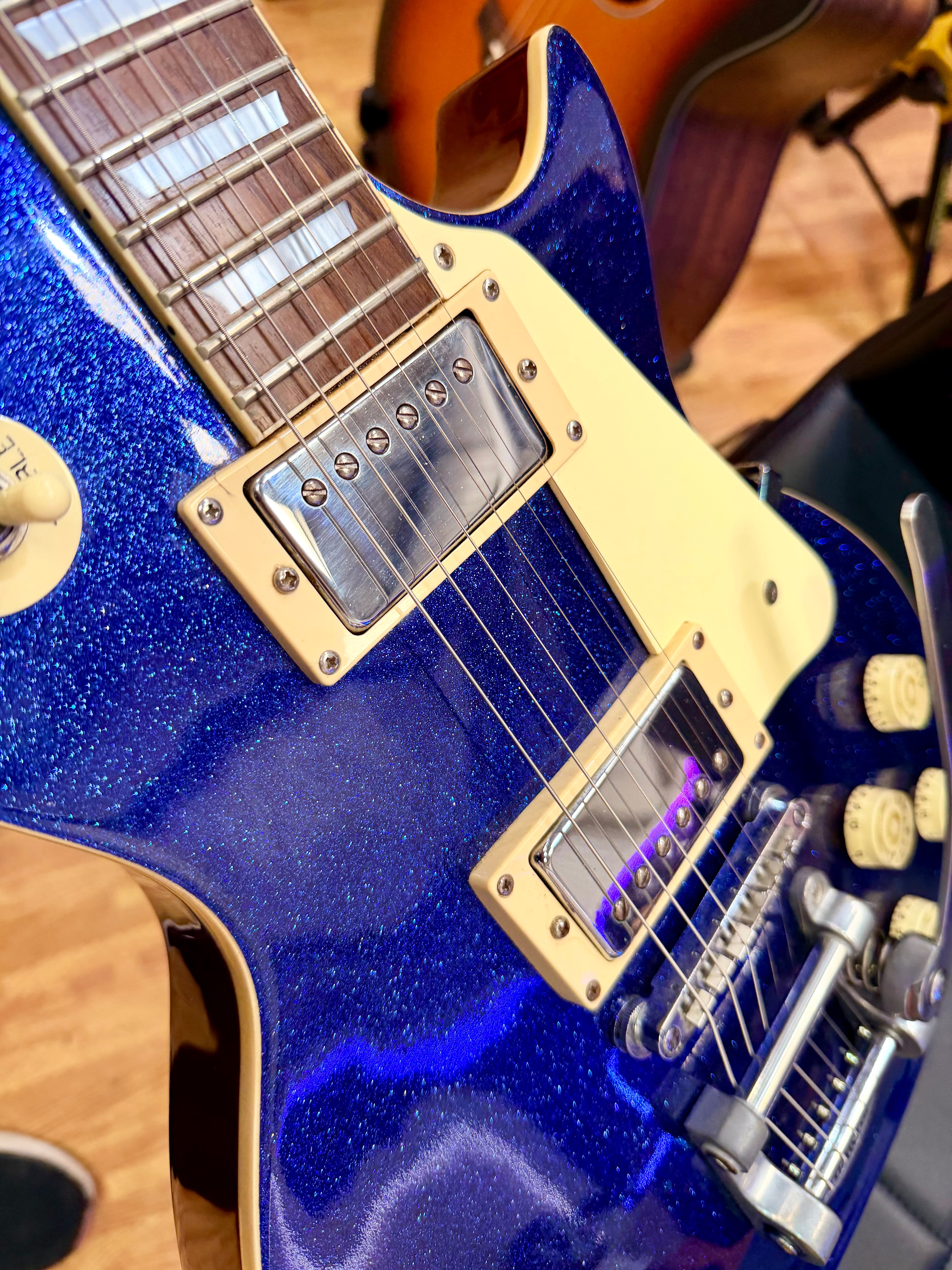 ✨RARE✨ 1997 Epiphone Les Paul~ Limited Edition Blue Sparkle~ Korea Bigsby Trem!