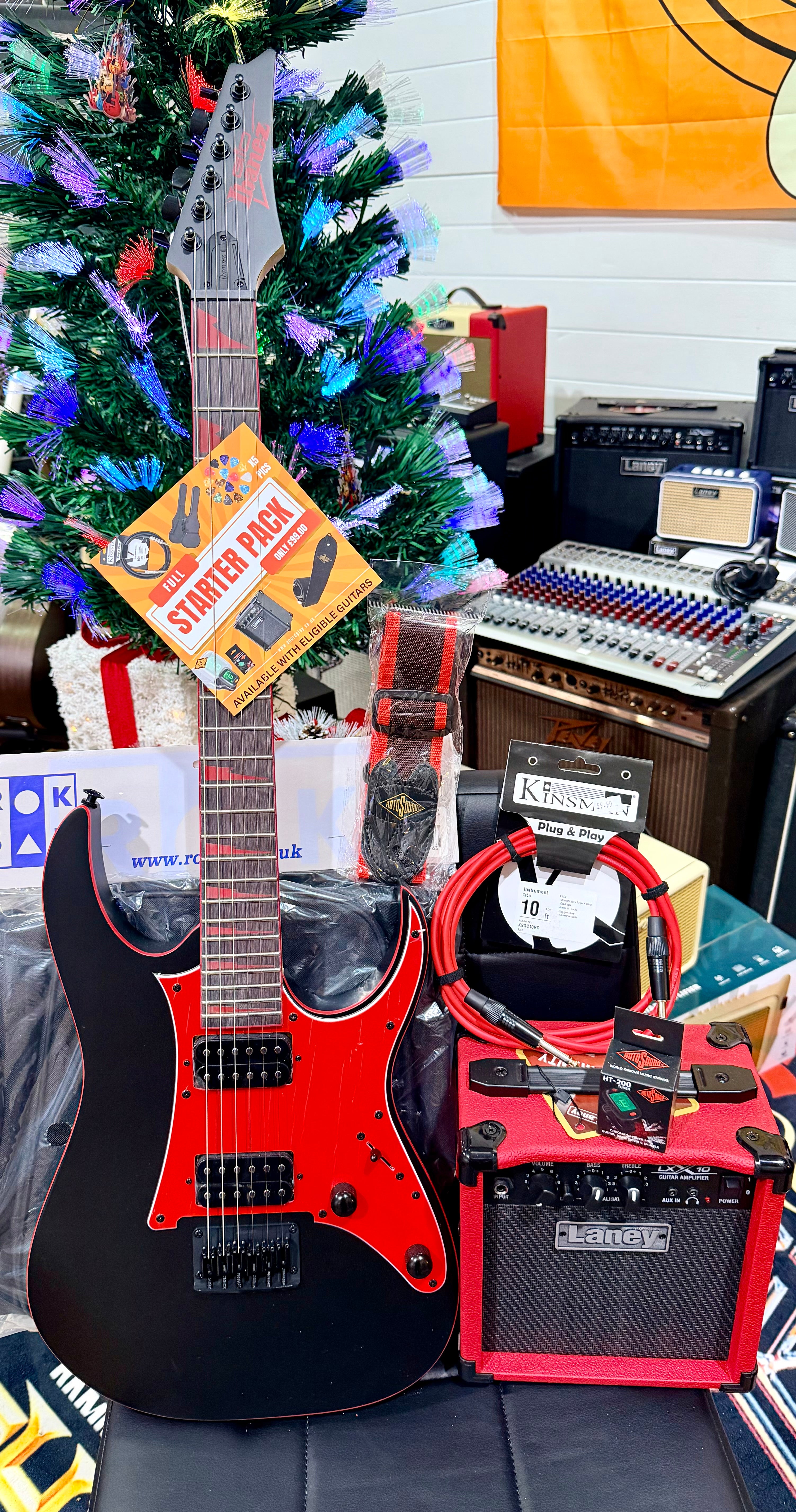 🎁 ELECTRIC GUITAR STARTER PACK 🎁 Ibanez Gio GRG131DX~Black/Red~ Laney Amp, Bag ,Tuner