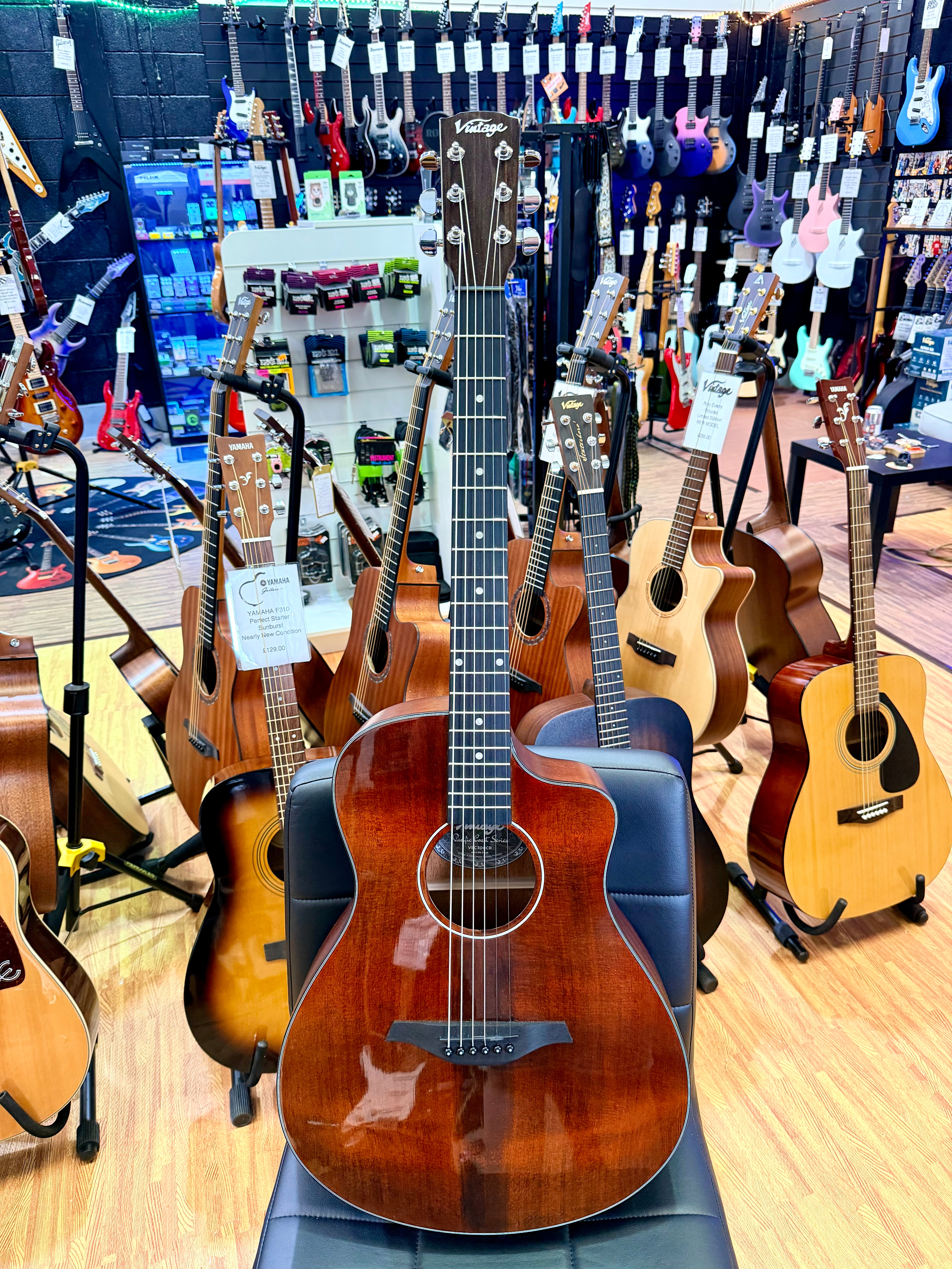 ✨NEW✨ Vintage Pacific Coast Series VEC300CR Electro-Acoustic Guitar~ Claret Red