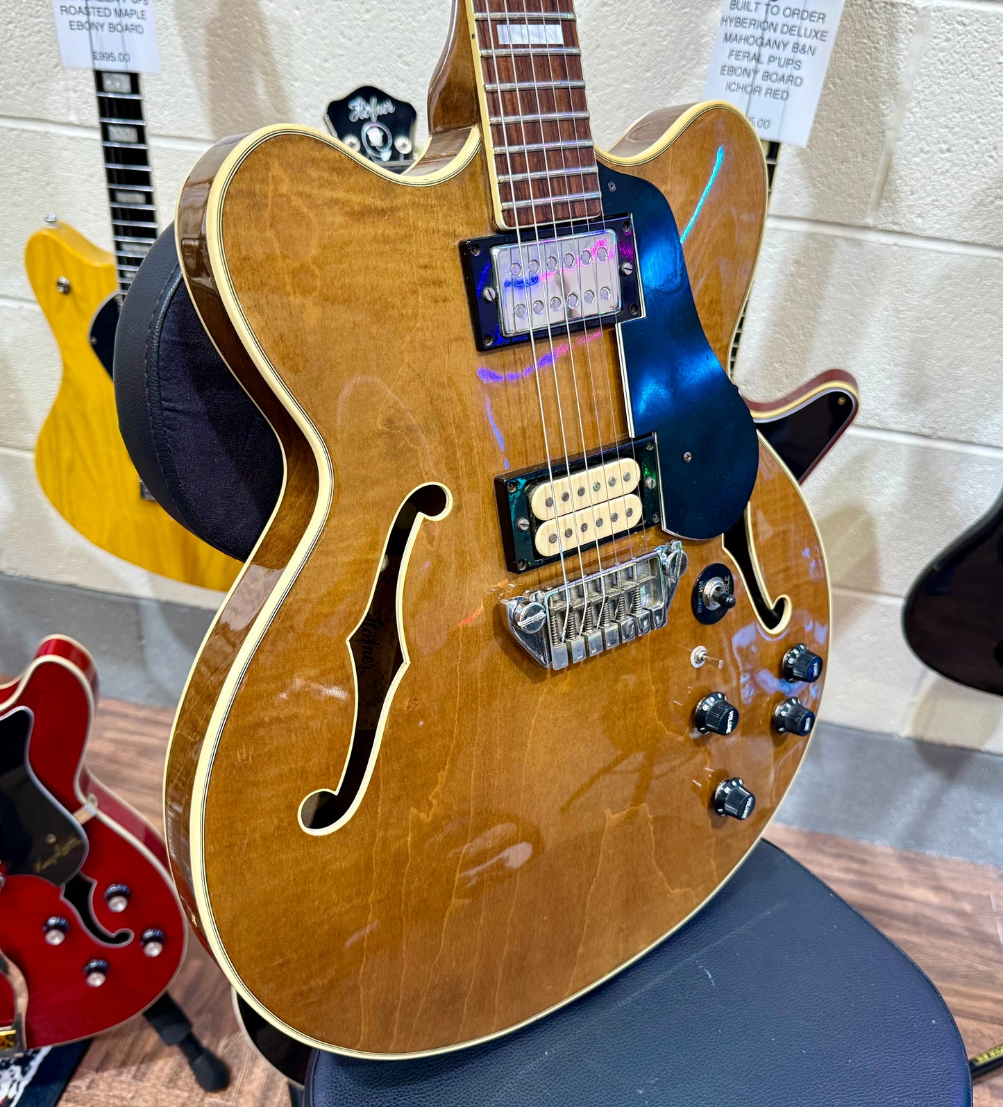 🌟 VINTAGE 1980🌟 Hofner T4ST Hollow-Body Electric Guitar~ West Germany~ Walnut!