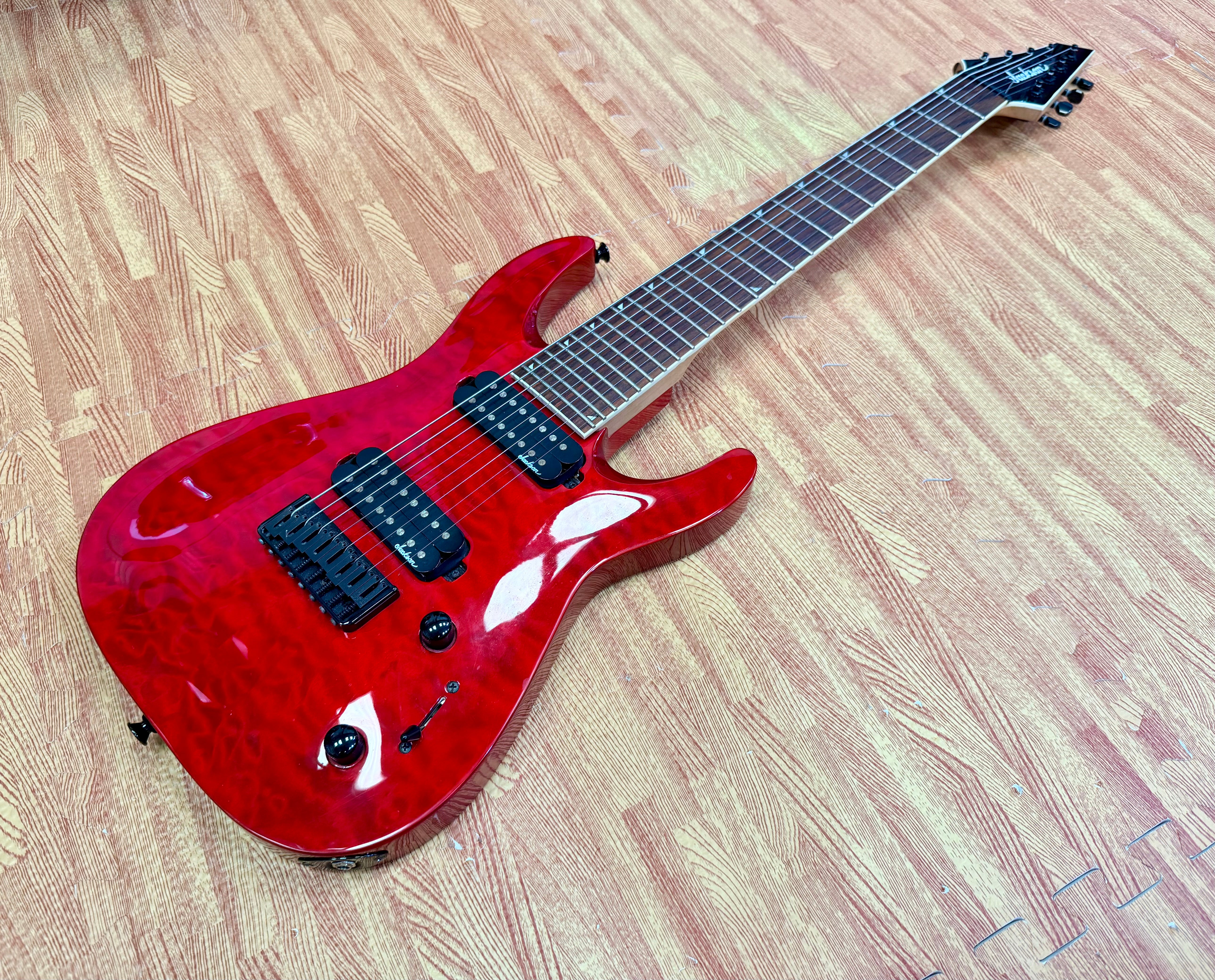 🔥 8- String 🔥 Jackson JS32-8Q Dinky Electric Guitar~ Transparent Red~ Quilted!