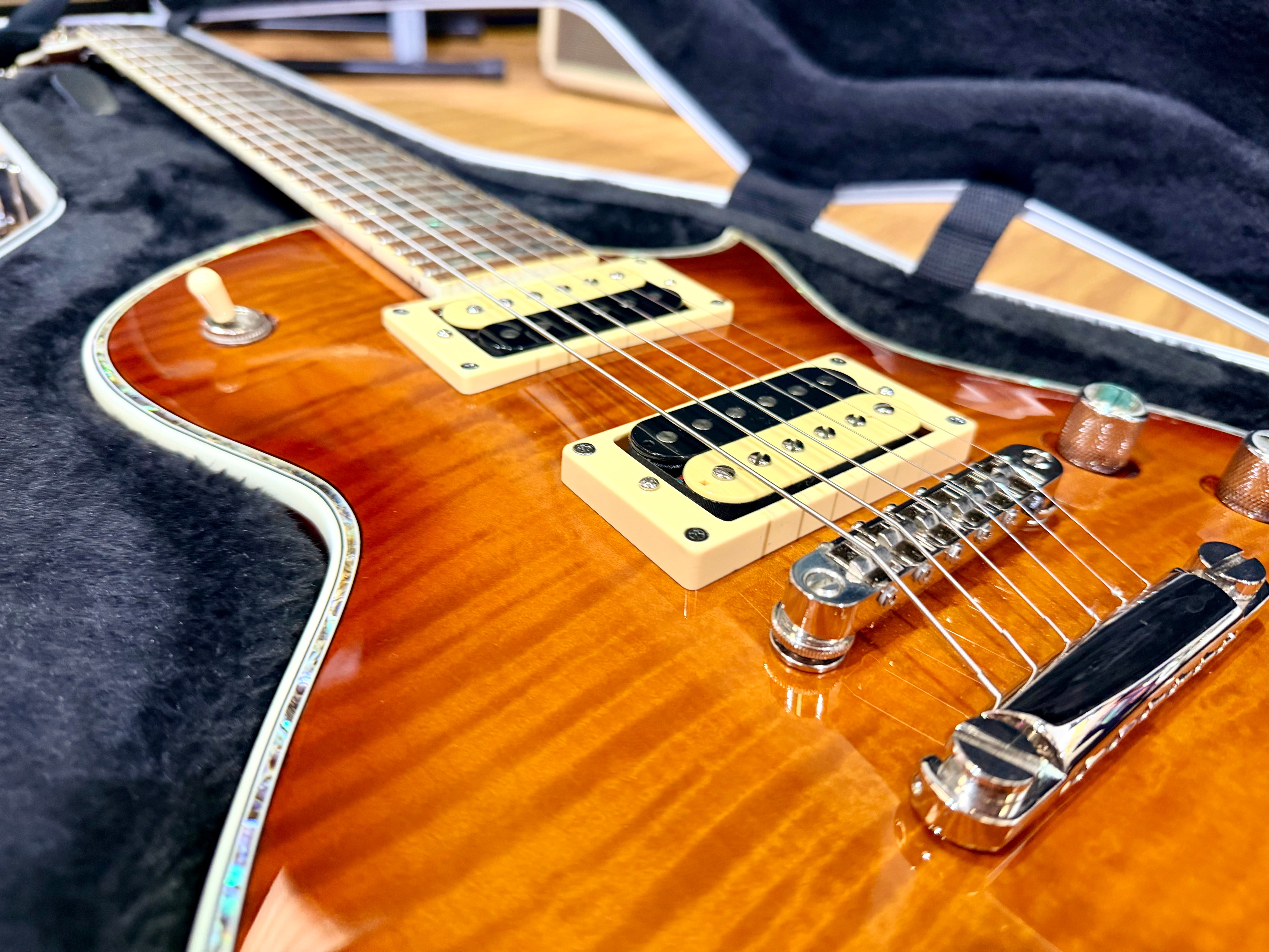 🔥2018🔥 ESP LTD EC-1000 Deluxe Amber Sunburst Electric Guitar + Case~ Abalone!