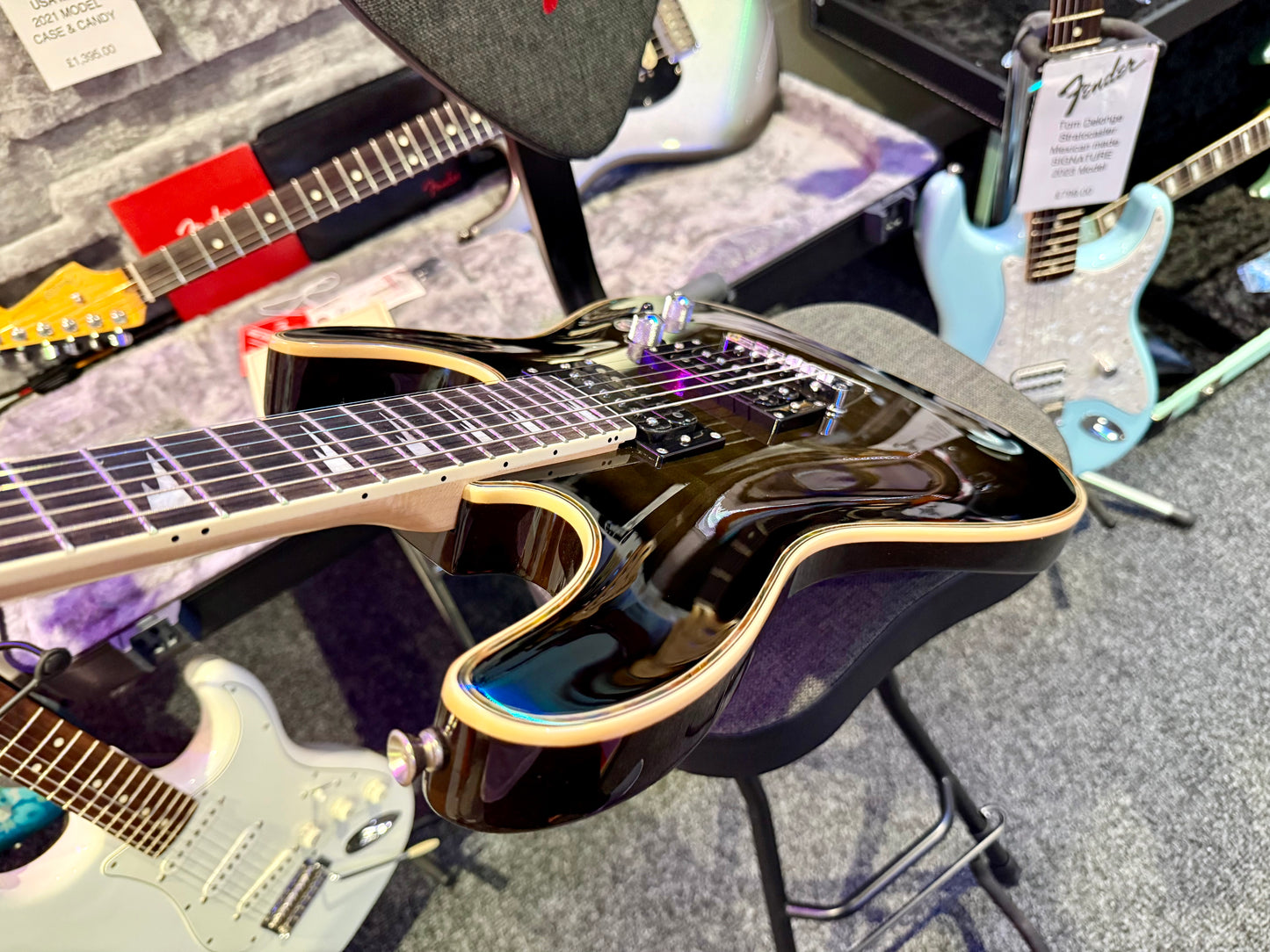 🔥MINT🔥 2023 East Coast GV320 Super Strat Electric Guitar~ Black Ice Burst!