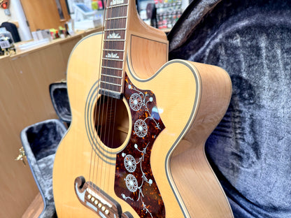 ✨MINT✨ Epiphone EJ-200SCE Jumbo Electro Acoustic~ Natural~ Esonic 2 + H/Case!