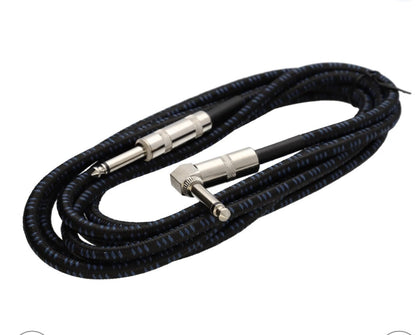 Citronic Braided Instrument Cable Straight/Angle Guitar Lead- Black & Blue 3m