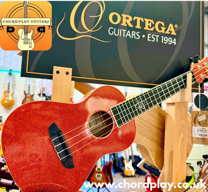 🔥NEW 2025🔥 Ortega Concert Ukulele~ Element Series Metallic Red Sparkle~ Gig Bag
