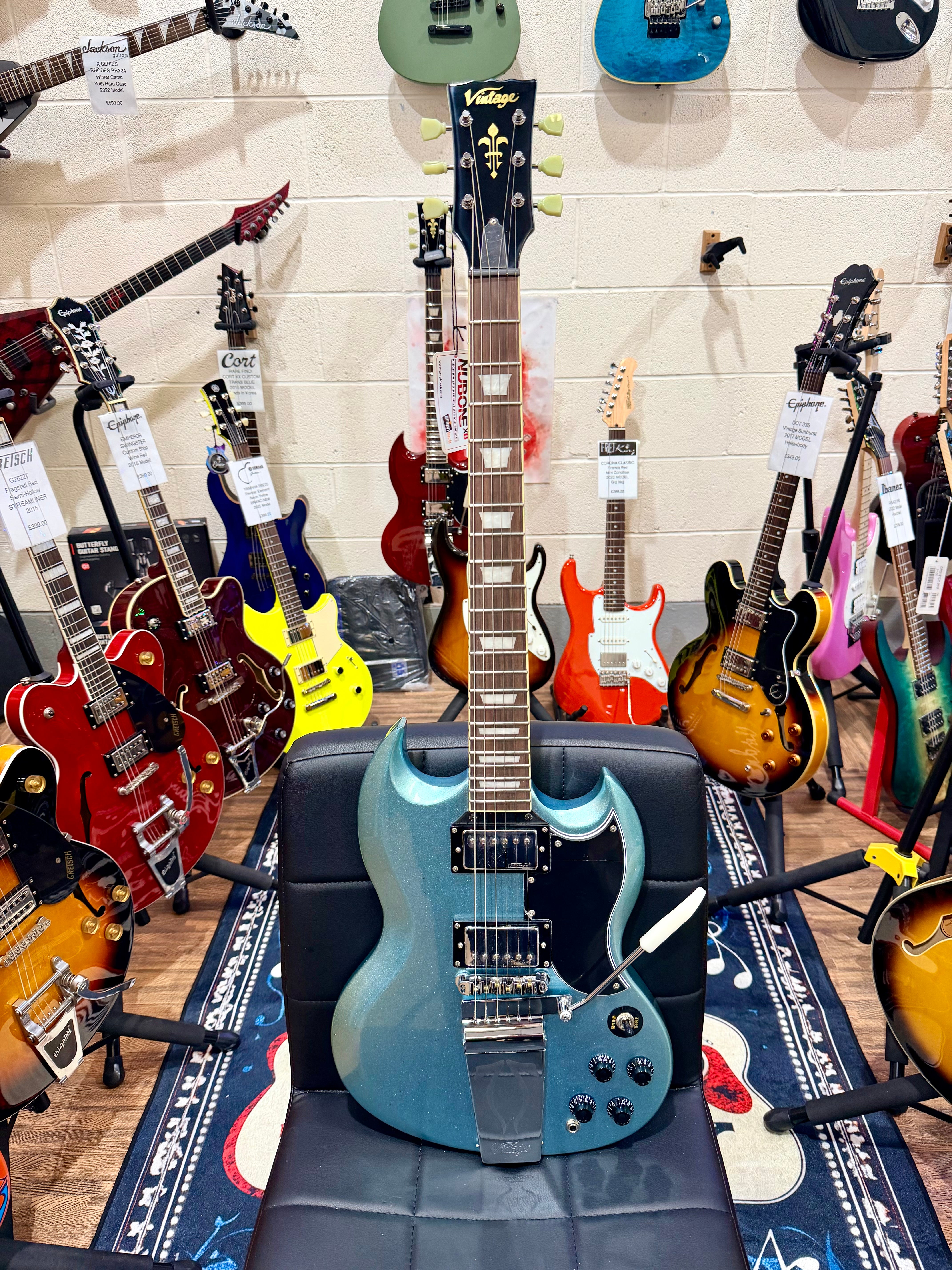 ⚡️B-STOCK⚡️ Vintage VS6 ReIssued~ Vibrola Tailpiece~ Gun Hill Blue SG ~ Tremolo!