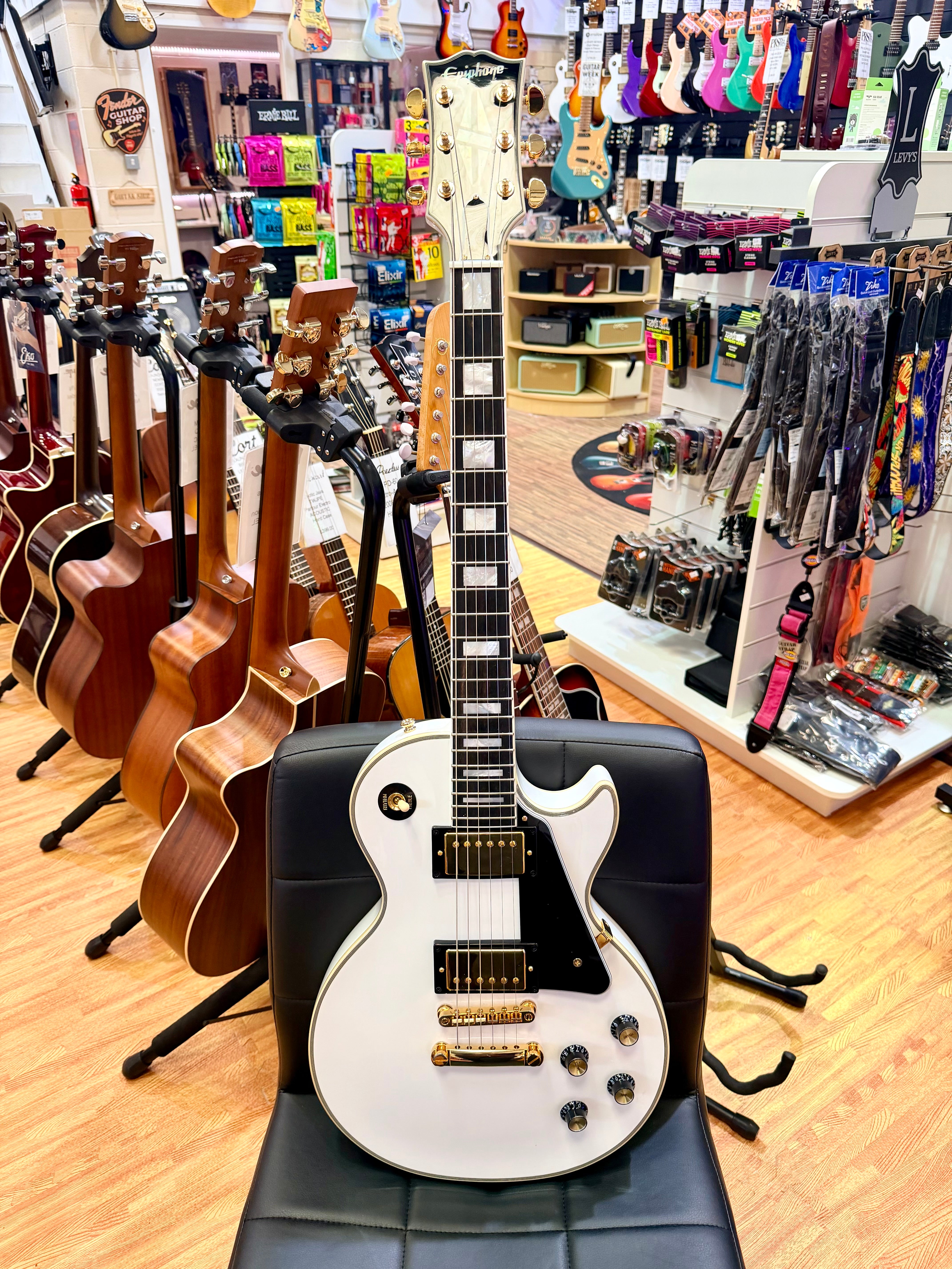 🔥2024🔥 Epiphone Inspired By Gibson Custom Les Paul~ Alpine White~ USA Pickups!