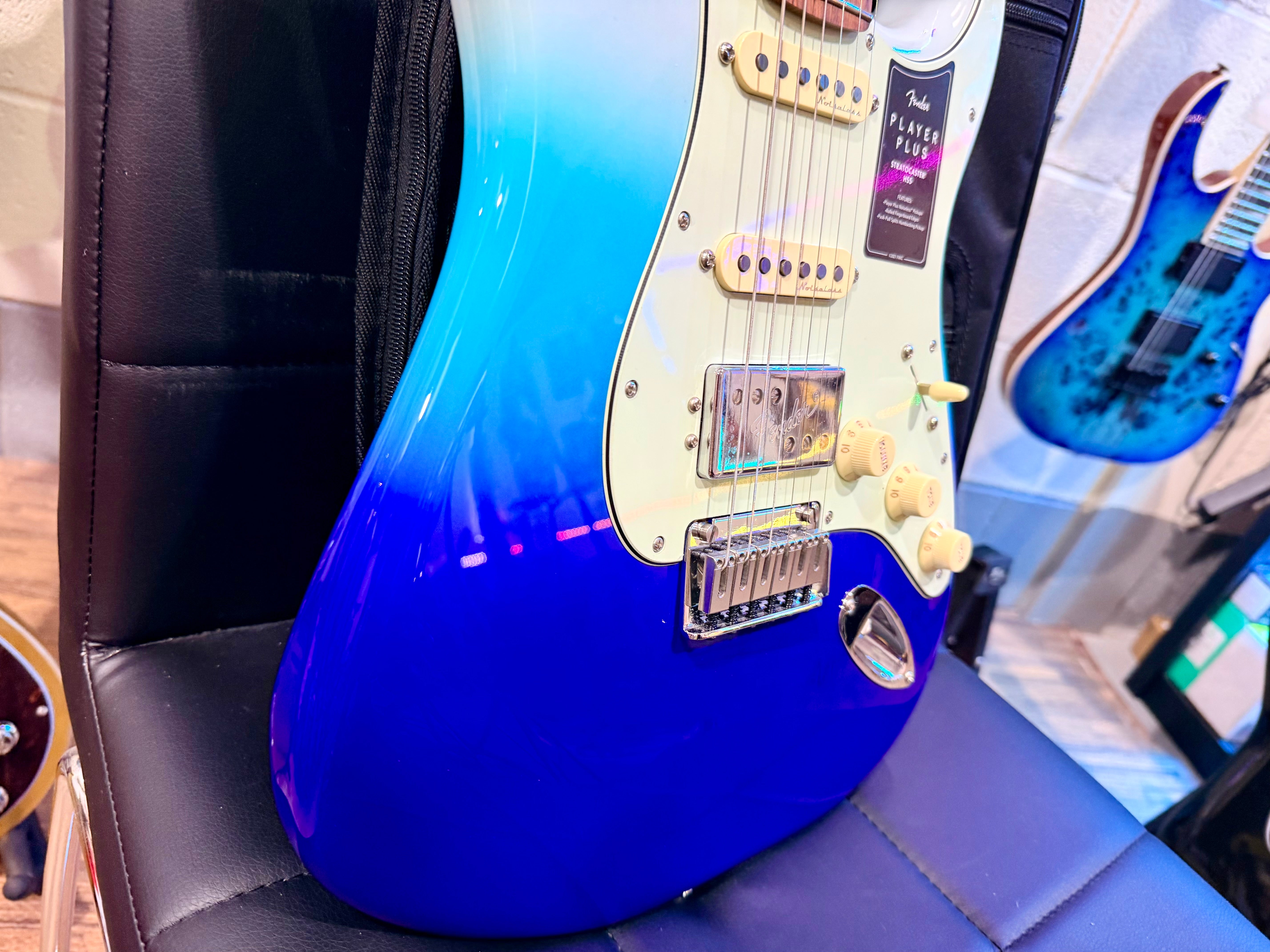 🌟NEW🌟 Fender Player Plus Stratocaster HSS~ Belair Blue Fade~ Mexican Strat!
