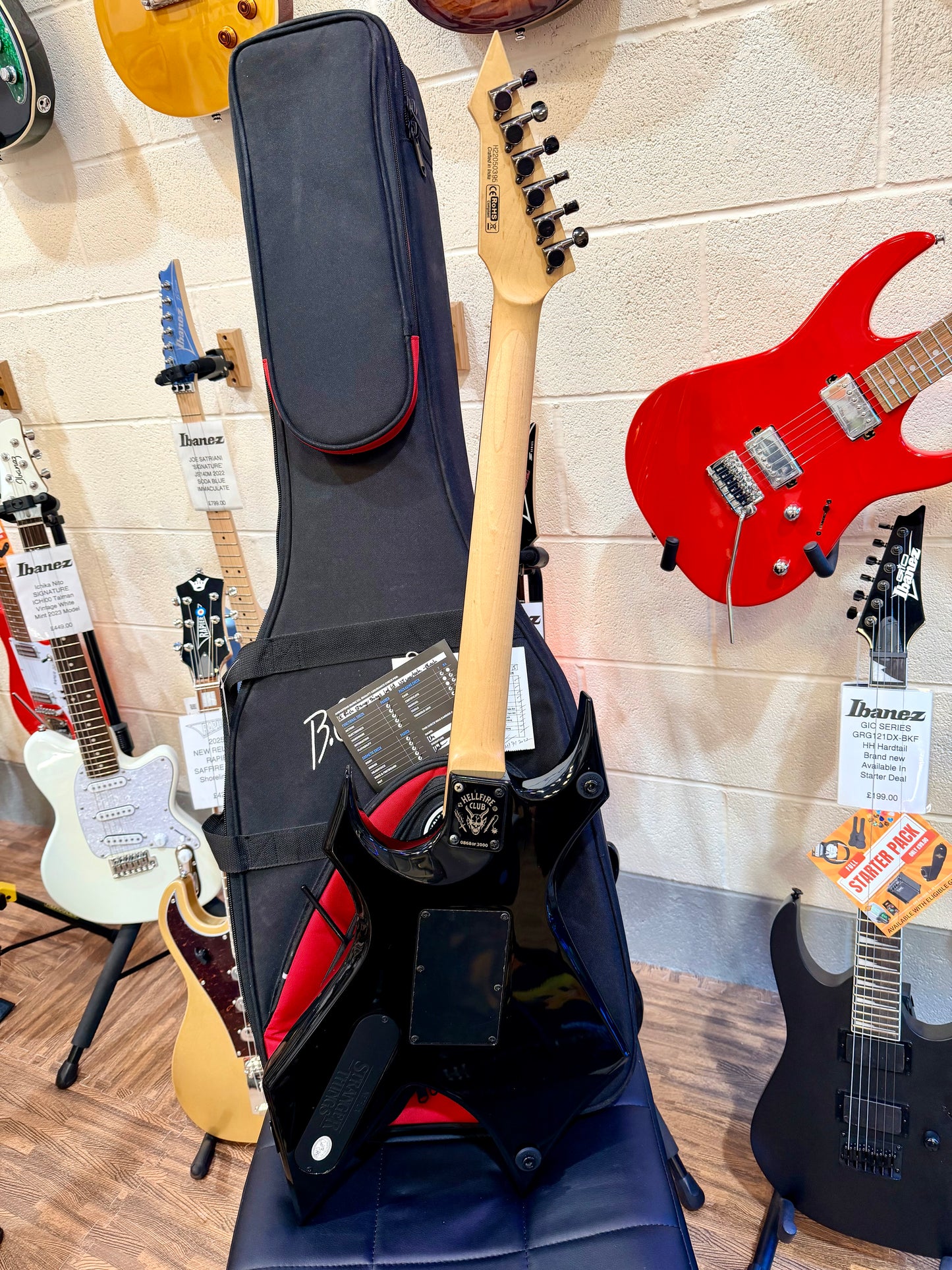 🔥868/2000🔥 BC Rich Warlock~ Stranger Things NJ Model~ Eddies ‘Hellfire’ + Bag!