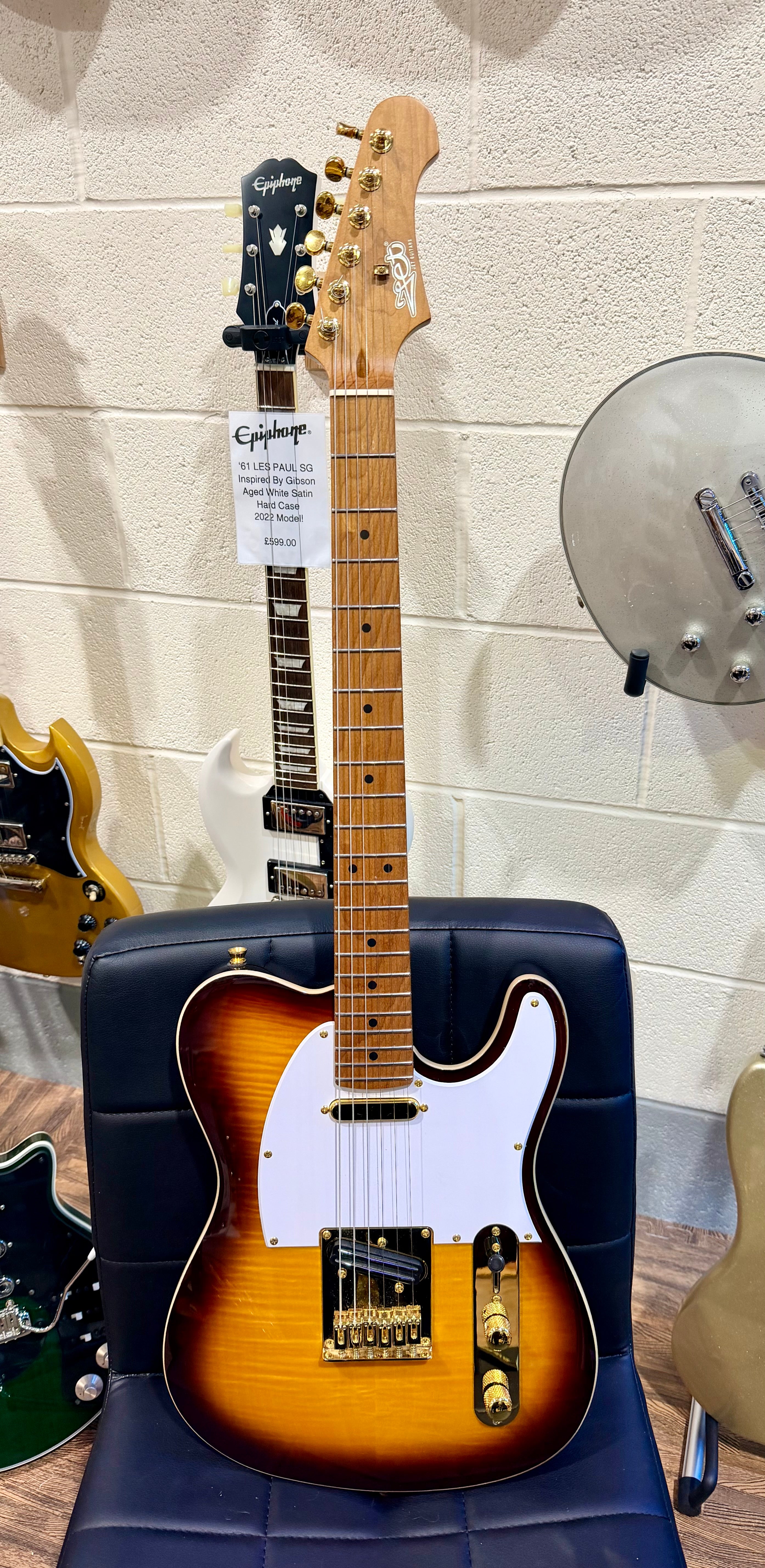 ☀️RICHIE KOTZEN☀️ JET JT-600 Roasted Maple Telecaster Style Guitar~Tobacco Burst