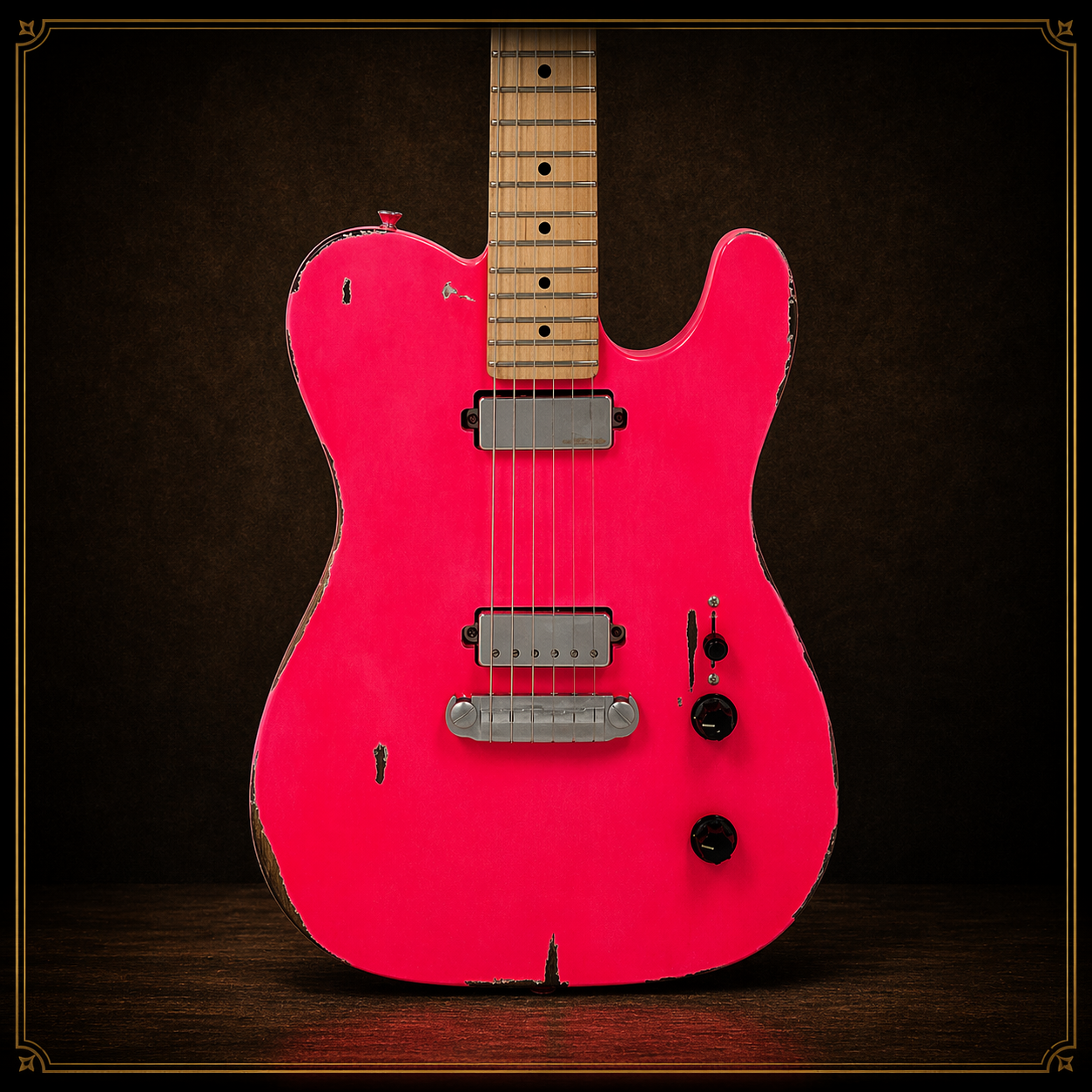 🇬🇧 Vintage V52 ProShop Unique Guitar~ Light Distressed Shocking Pink 🇬🇧