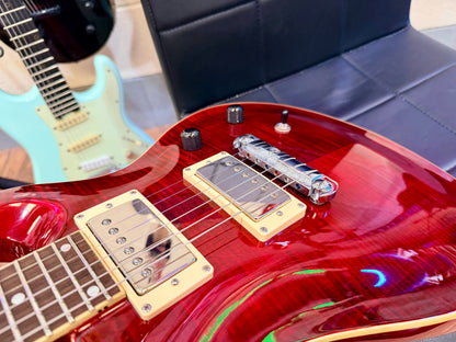 🔥UPGRADED🔥 Harley Benton CST-24 Deluxe~ Black Cherry Flame~ Bare Knuckle P’ups