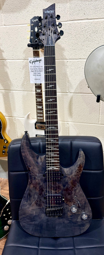 🔥2023🔥 Schecter Omen Elite 6 ~ See-Thru Black Burst~ Poplar Burl Top!