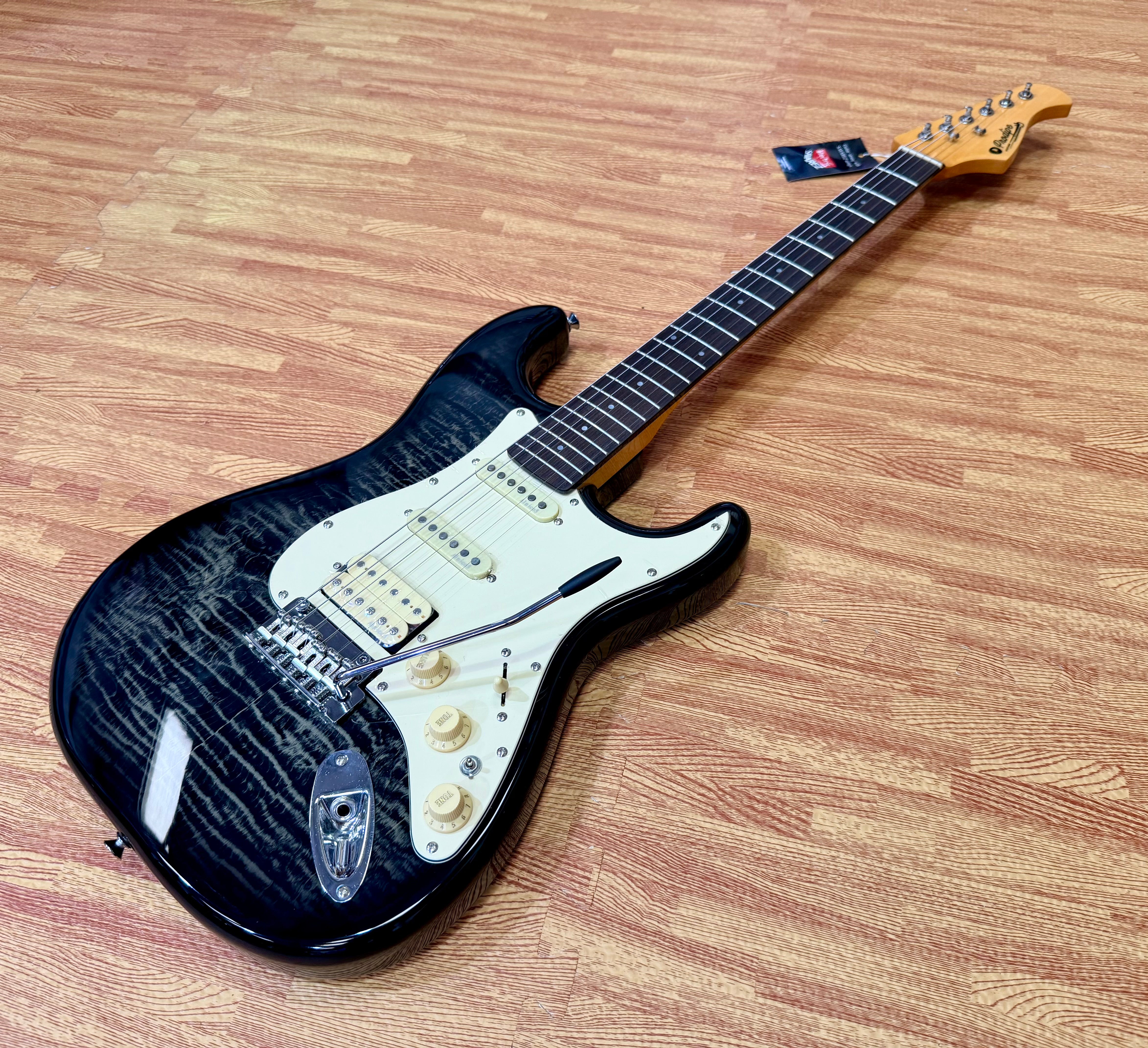 🔥NEW🔥 Prodipe ST93 Trans Black HSS Electric Guitar~ Flamed Maple~ Alder Body!