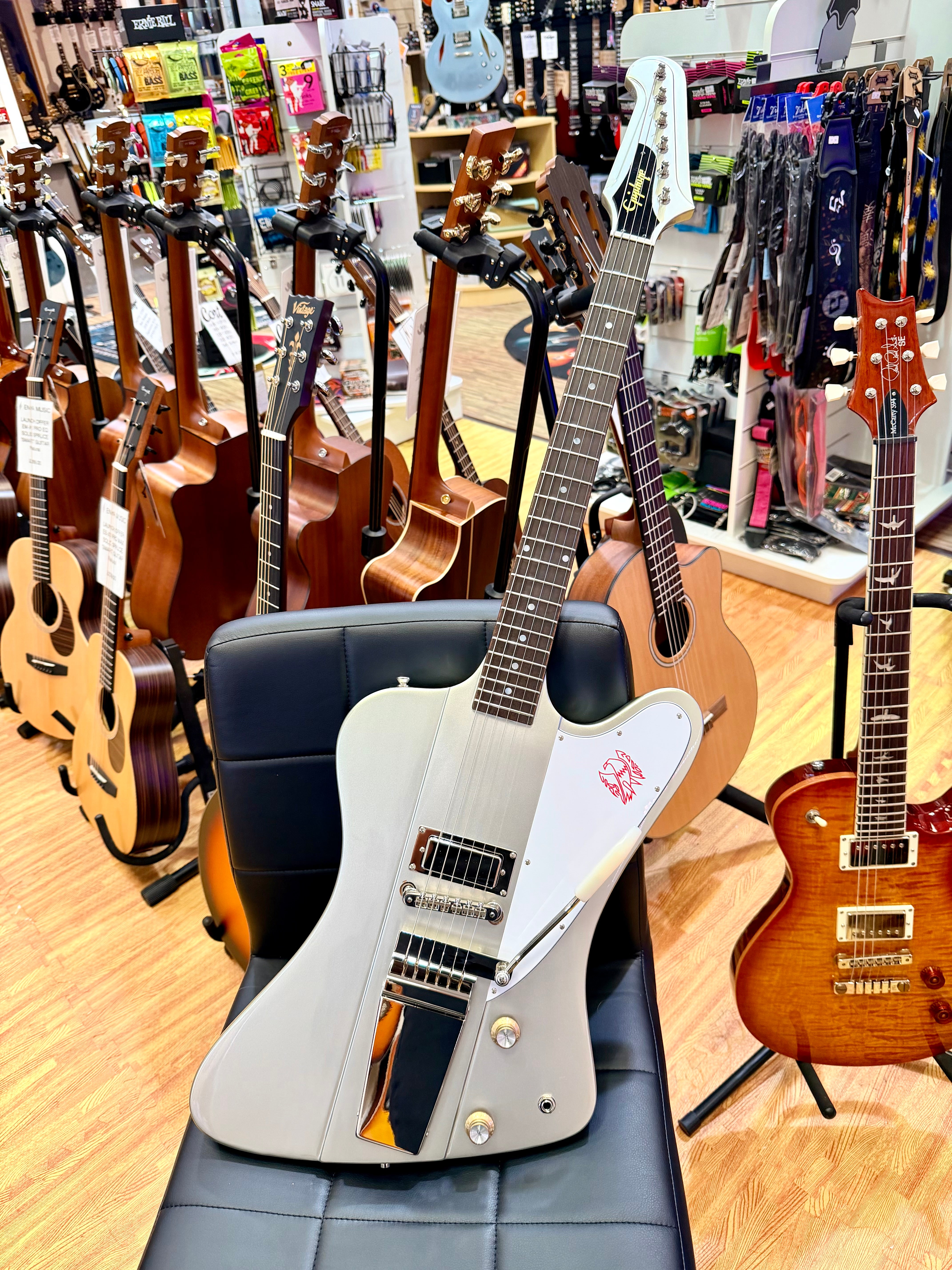 ✨2024✨ Epiphone Inspired By Gibson Custom 1963 Firebird I Silver Mist~ Maestro