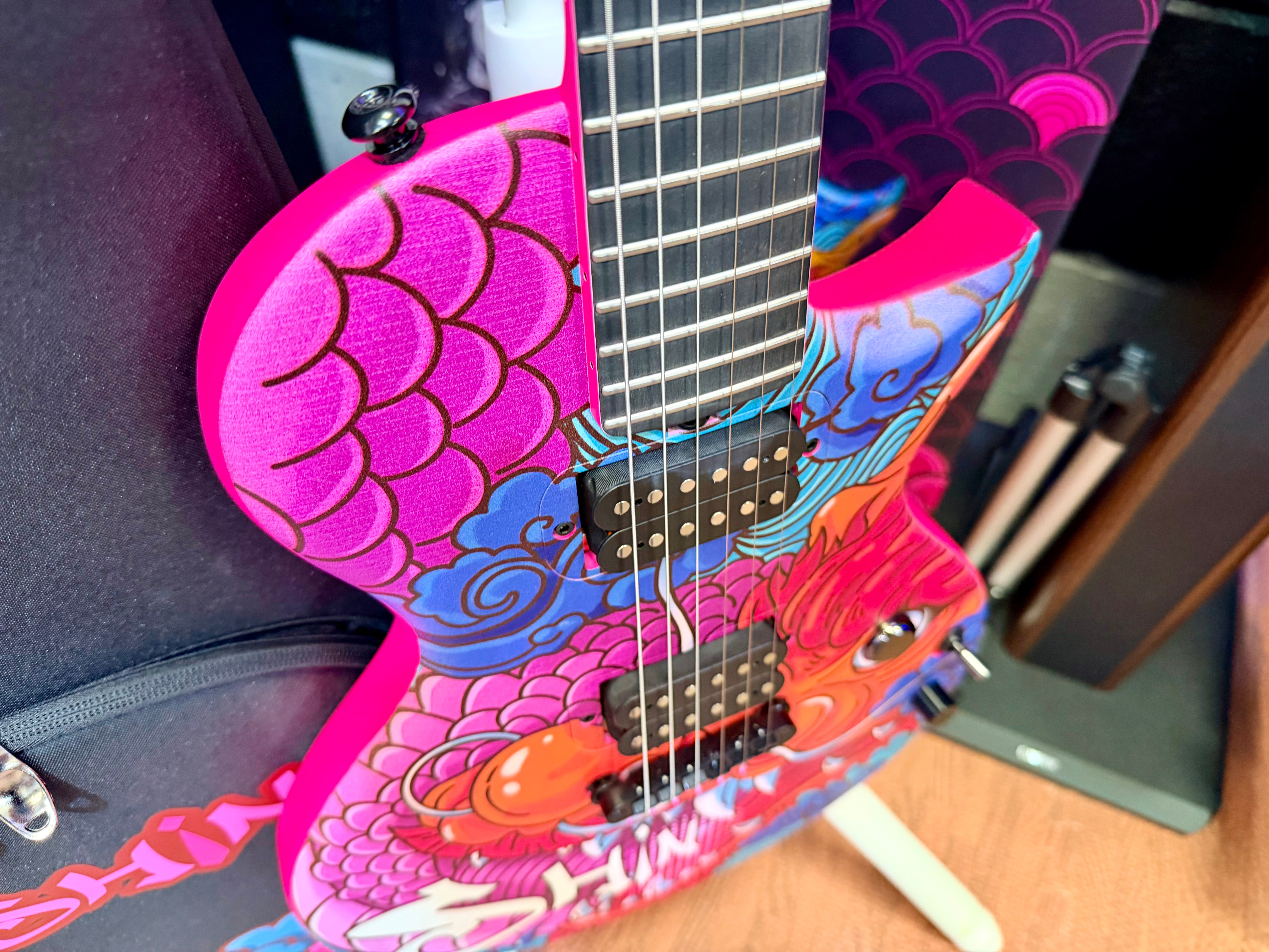 ✨NEW✨ Enya Nova Go Sonic Custom Dragon Artwork~ Smart Electric Guitar + Bag!