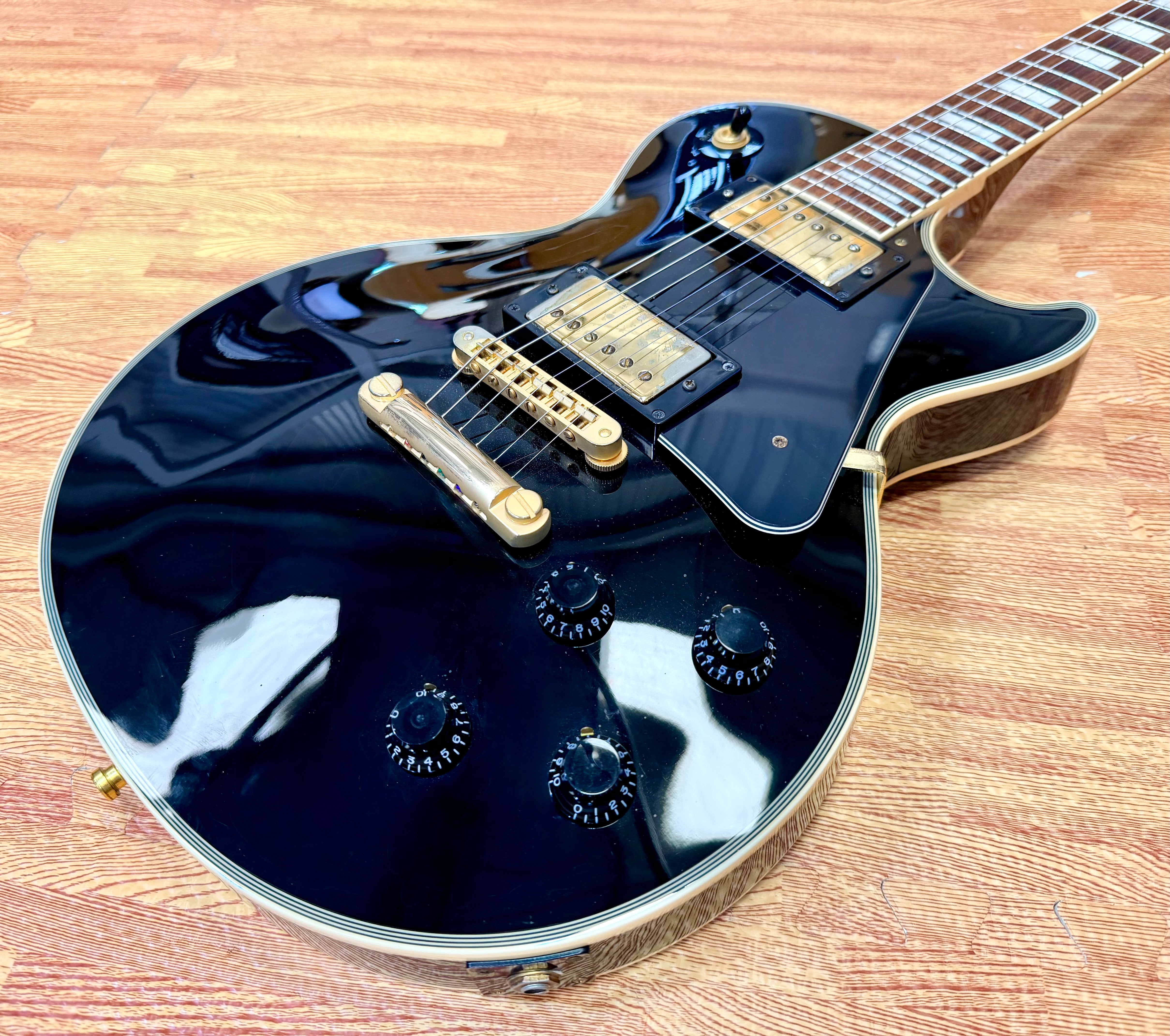 🔥2015🔥 Burny SRLC-55 Black Les Paul Custom~ Gold Hardware~ Japanese Import!