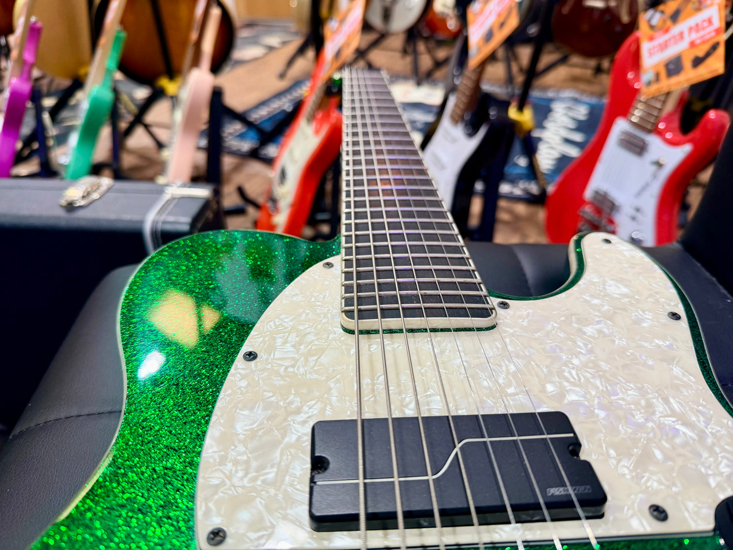 🔥MINT🔥 ESP LTD SCT-607 Baritone 7 String~ Stephen Carpenter Green Sparkle + Case