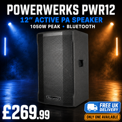 🔥 Powerwerks PWR12 12” Active PA Speaker 1050W Bluetooth DSP Brand New 🔥