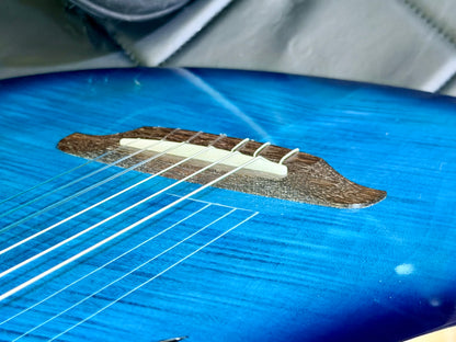 🔥NEW🔥 Ortega TourPlayer Deluxe RTPDLX-FMA Nylon Electro-Acoustic Guitar Blue!