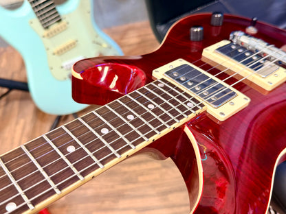 🔥UPGRADED🔥 Harley Benton CST-24 Deluxe~ Black Cherry Flame~ Bare Knuckle P’ups