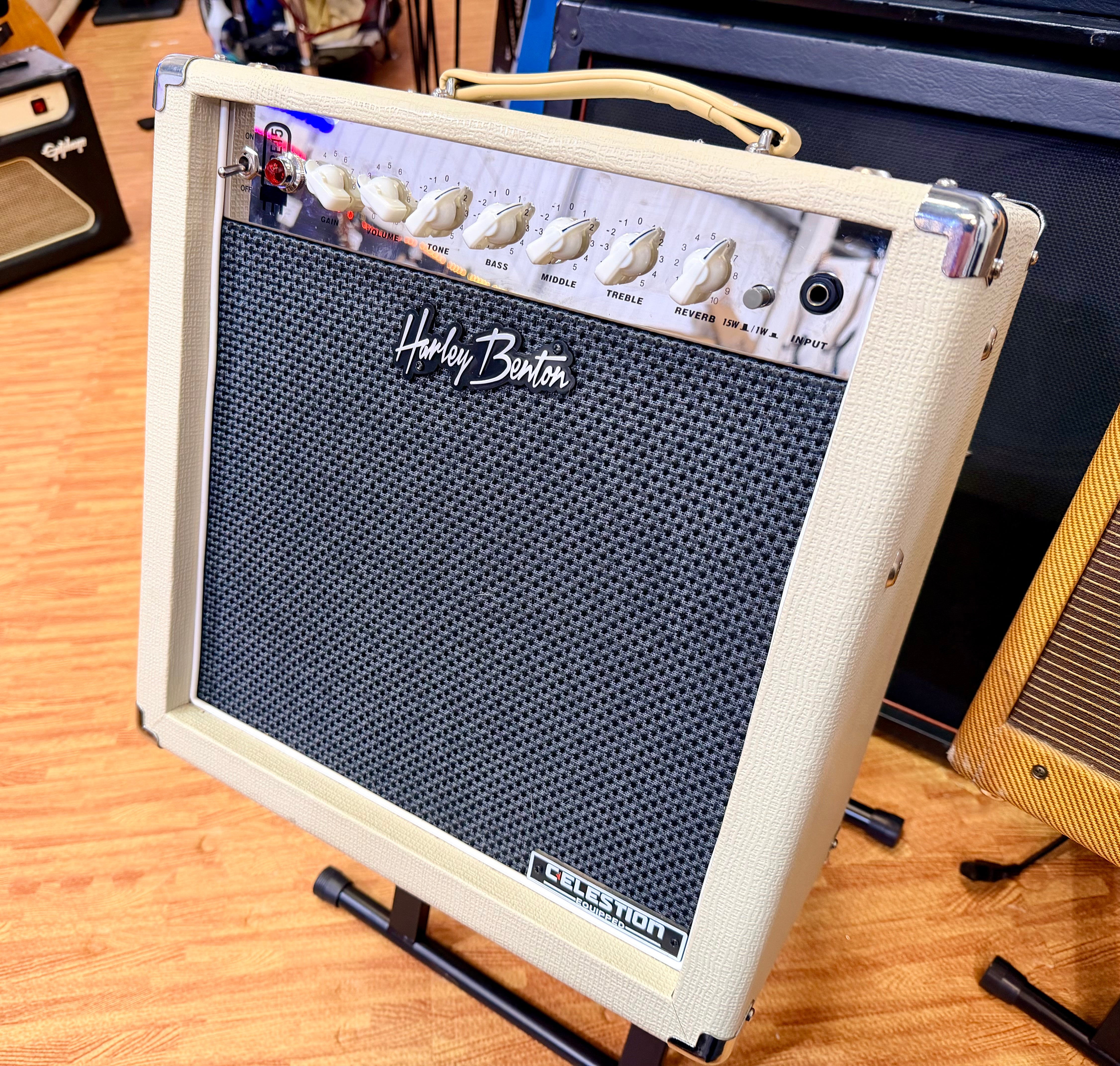 ✨MINT✨ Harley Benton TUBE15 Celestion 15W All-Valve Combo Guitar Amp~ White!