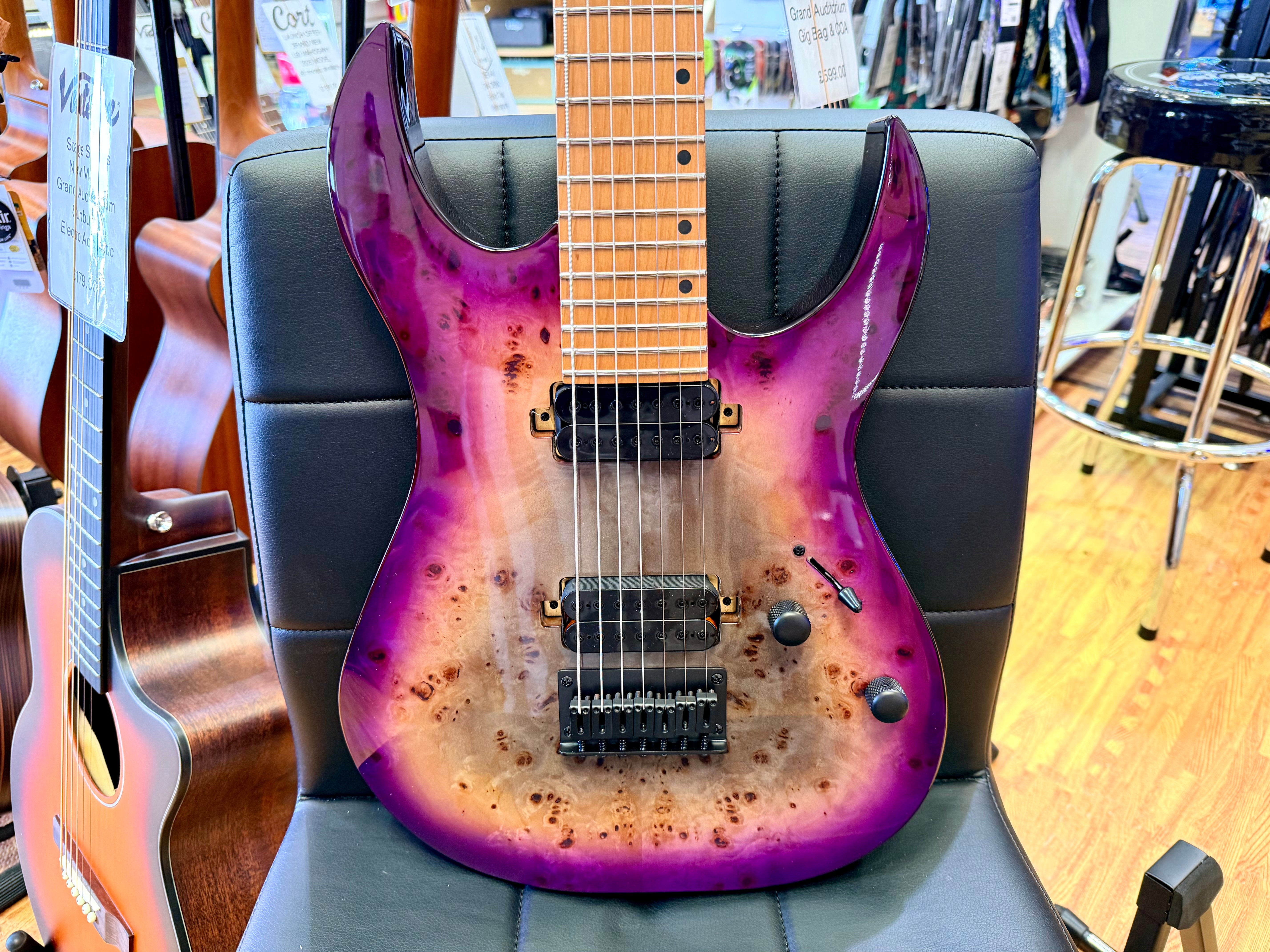 ⚡️NEW⚡️ Spira S-457 7 String Trans Purple~ Poplar Burl Top Electric Guitar~ 2026