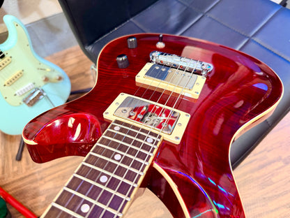 🔥UPGRADED🔥 Harley Benton CST-24 Deluxe~ Black Cherry Flame~ Bare Knuckle P’ups