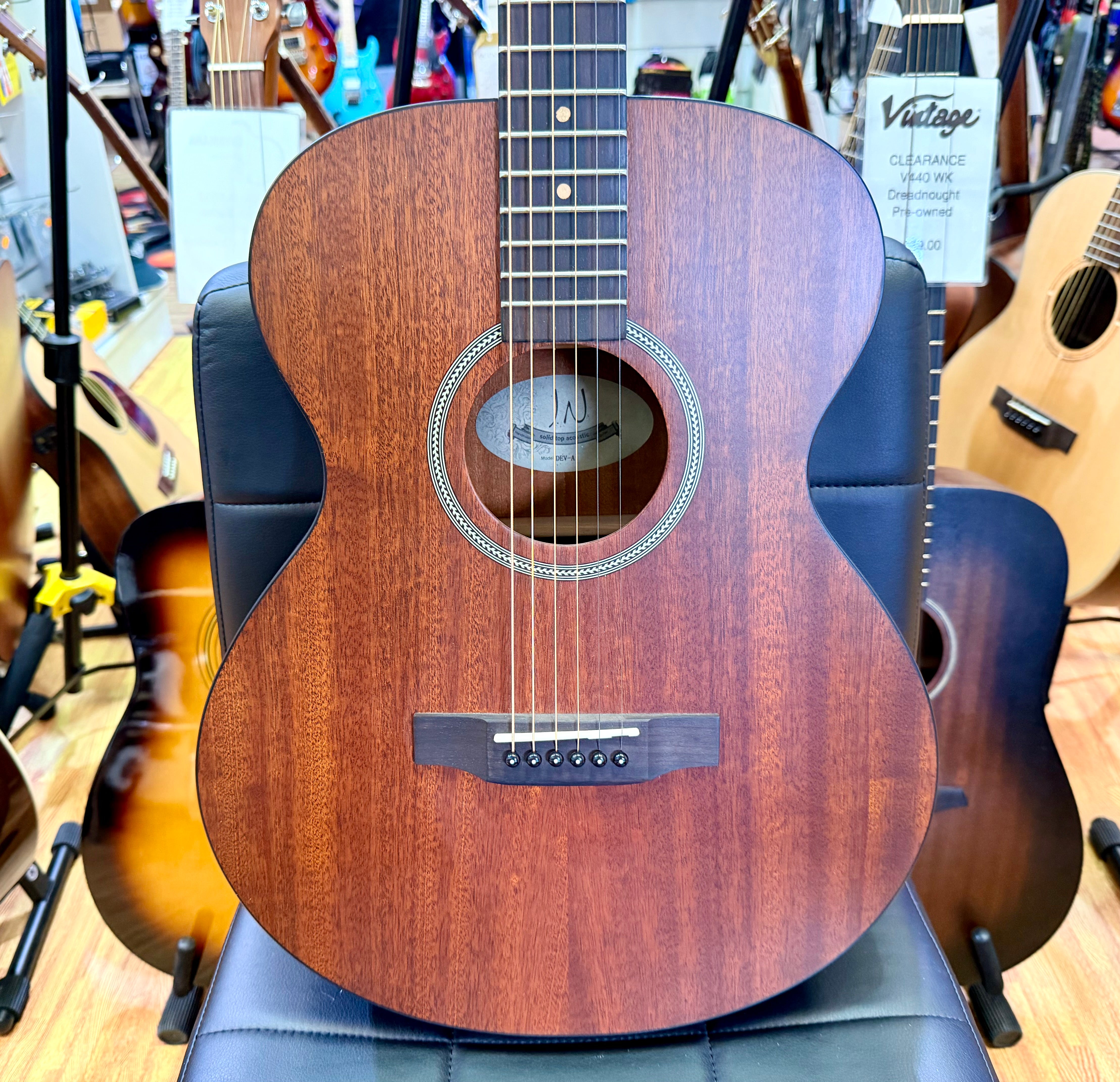 🔥MINT🔥 James Neligan DEV-A Solid Top Mahogany Acoustic Guitar Natural Satin!