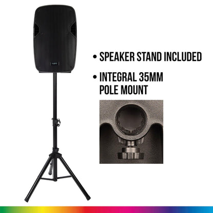 🔈 KAM RZ12ABT V3 12” Active PA Speaker Bluetooth 1000W USB SD + Stand 🔈