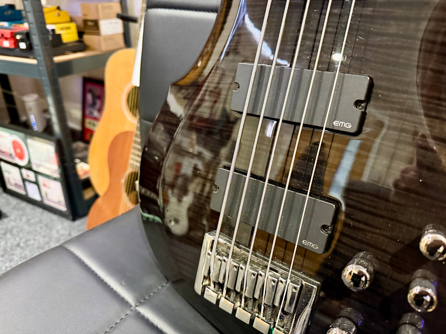 🔥5 STRING BASS🔥 ESP Ltd F-415FM~ See Thru Black~ EMG Pickups~ Electric Bass!