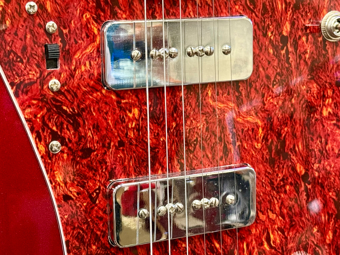 🎸 Custom Made Jaguar Offset Electric Guitar~ Metallic Red~ Soapbar P90’s 🎸