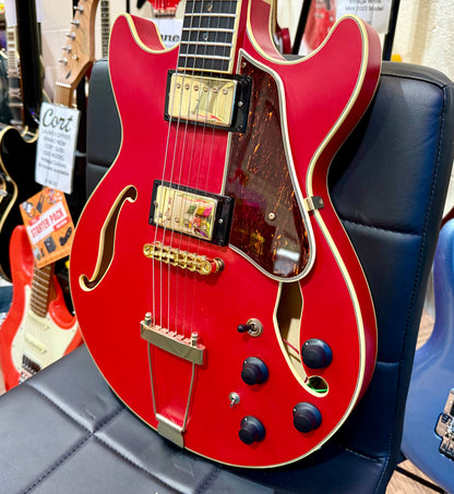 🌟2022 EX-DEMO🌟 Ibanez AMH90-CRF Artcore Expressionist~ Cherry Red Flat~ MINT!