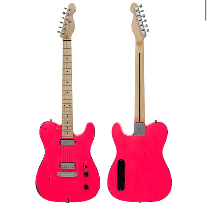 🇬🇧 Vintage V52 ProShop Unique Guitar~ Light Distressed Shocking Pink 🇬🇧